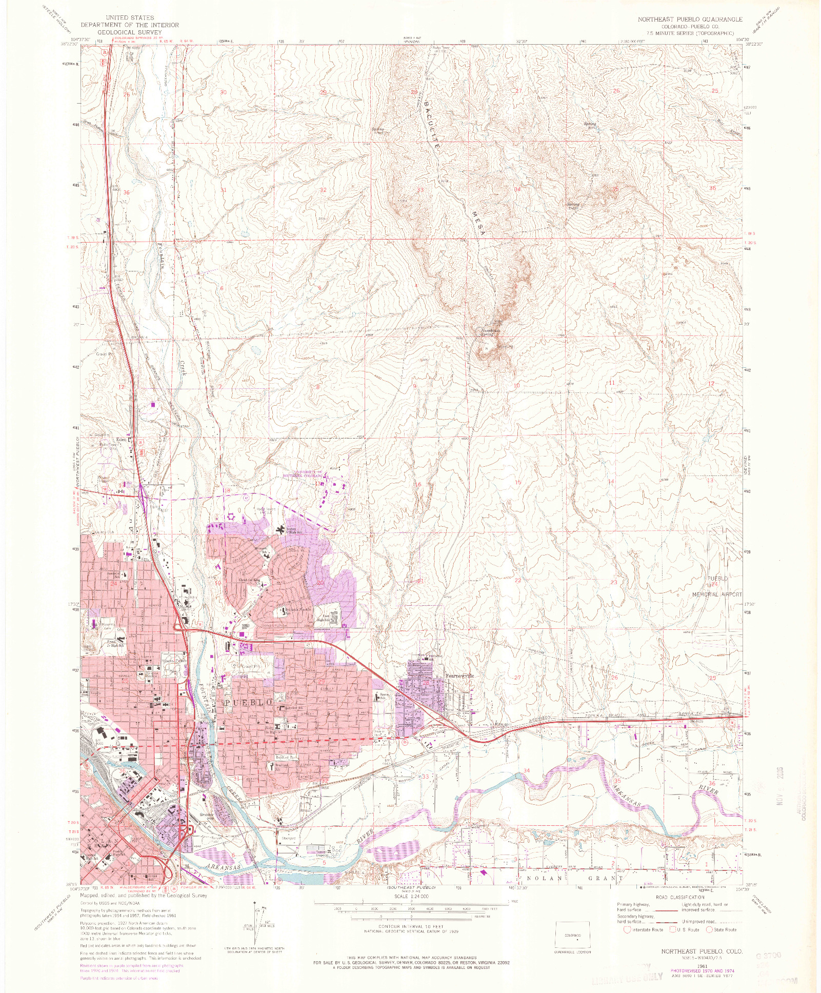 USGS 1:24000-SCALE QUADRANGLE FOR NORTHEAST PUEBLO, CO 1961