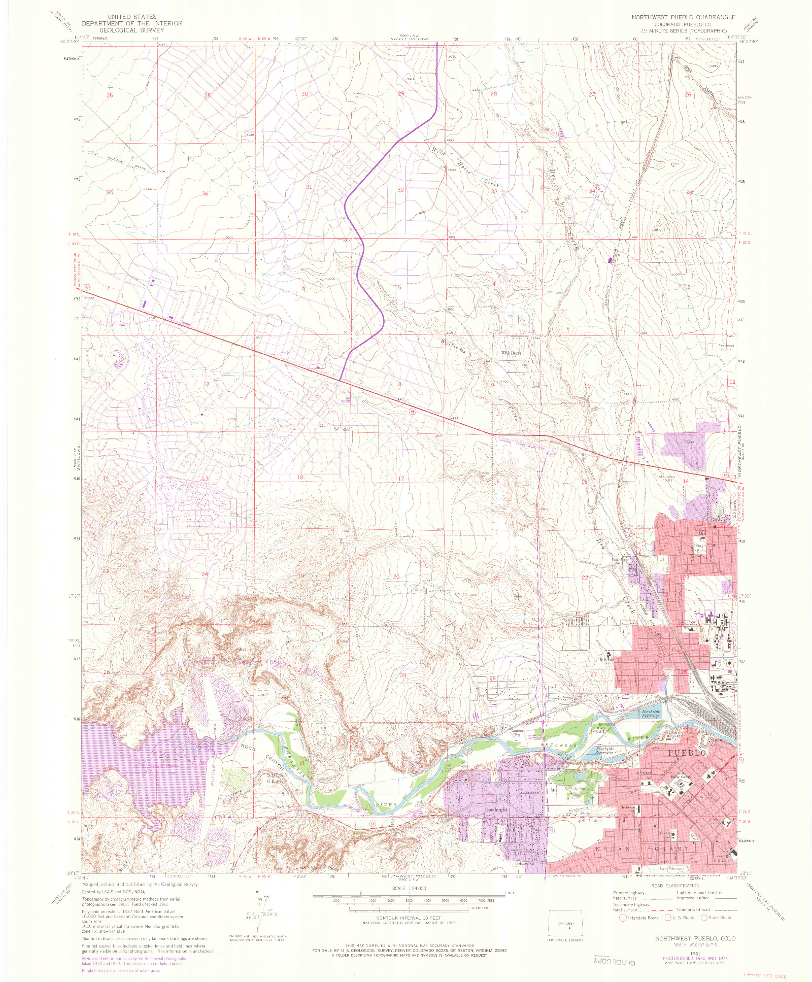 USGS 1:24000-SCALE QUADRANGLE FOR NORTHWEST PUEBLO, CO 1961