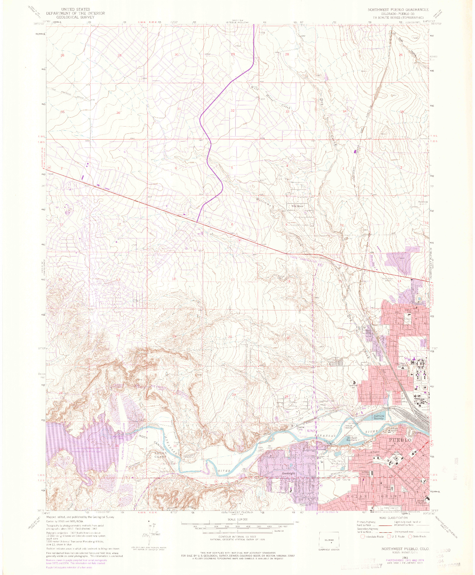 USGS 1:24000-SCALE QUADRANGLE FOR NORTHWEST PUEBLO, CO 1961