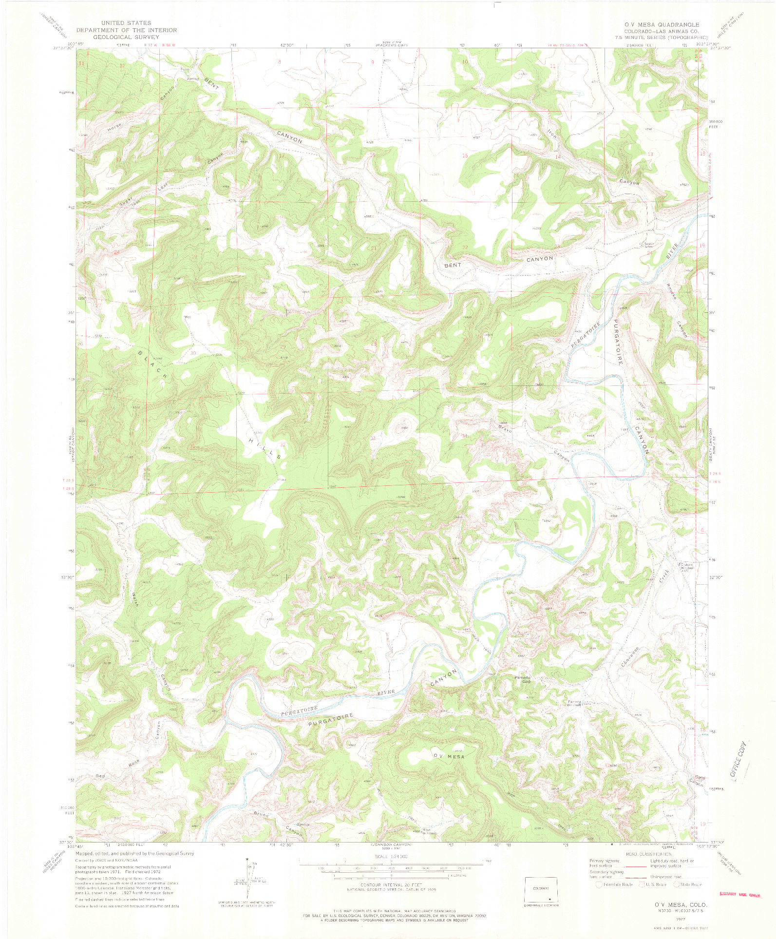 USGS 1:24000-SCALE QUADRANGLE FOR O V MESA, CO 1972