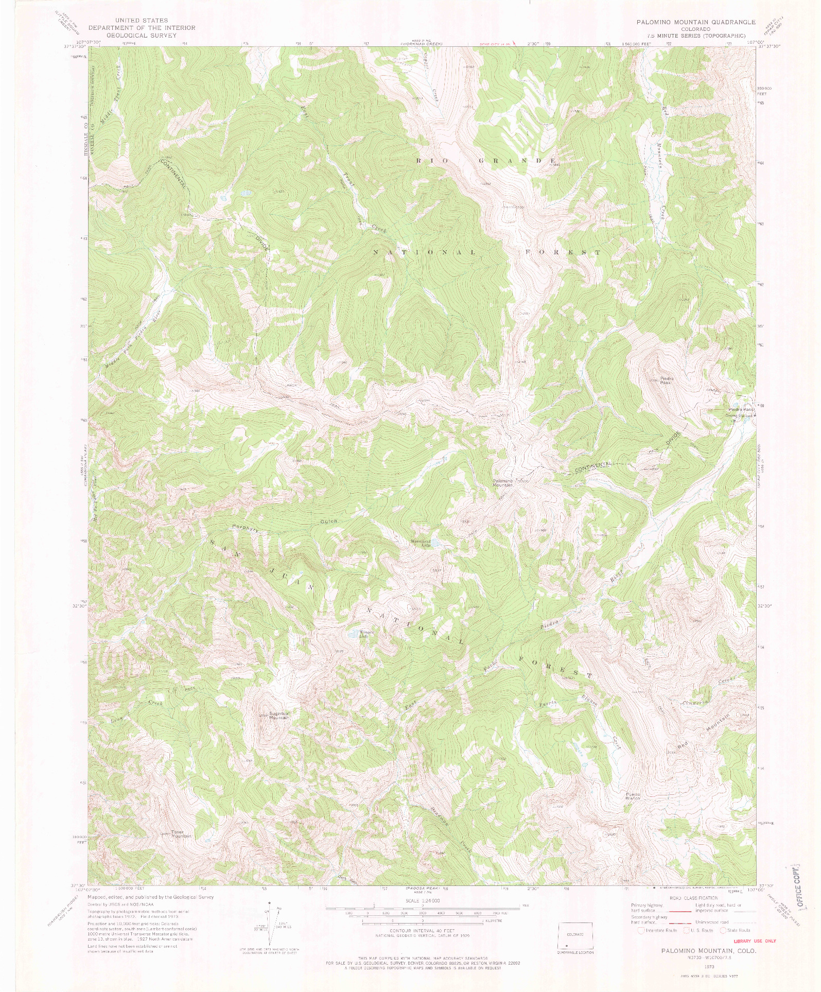 USGS 1:24000-SCALE QUADRANGLE FOR PALOMINO MOUNTAIN, CO 1973
