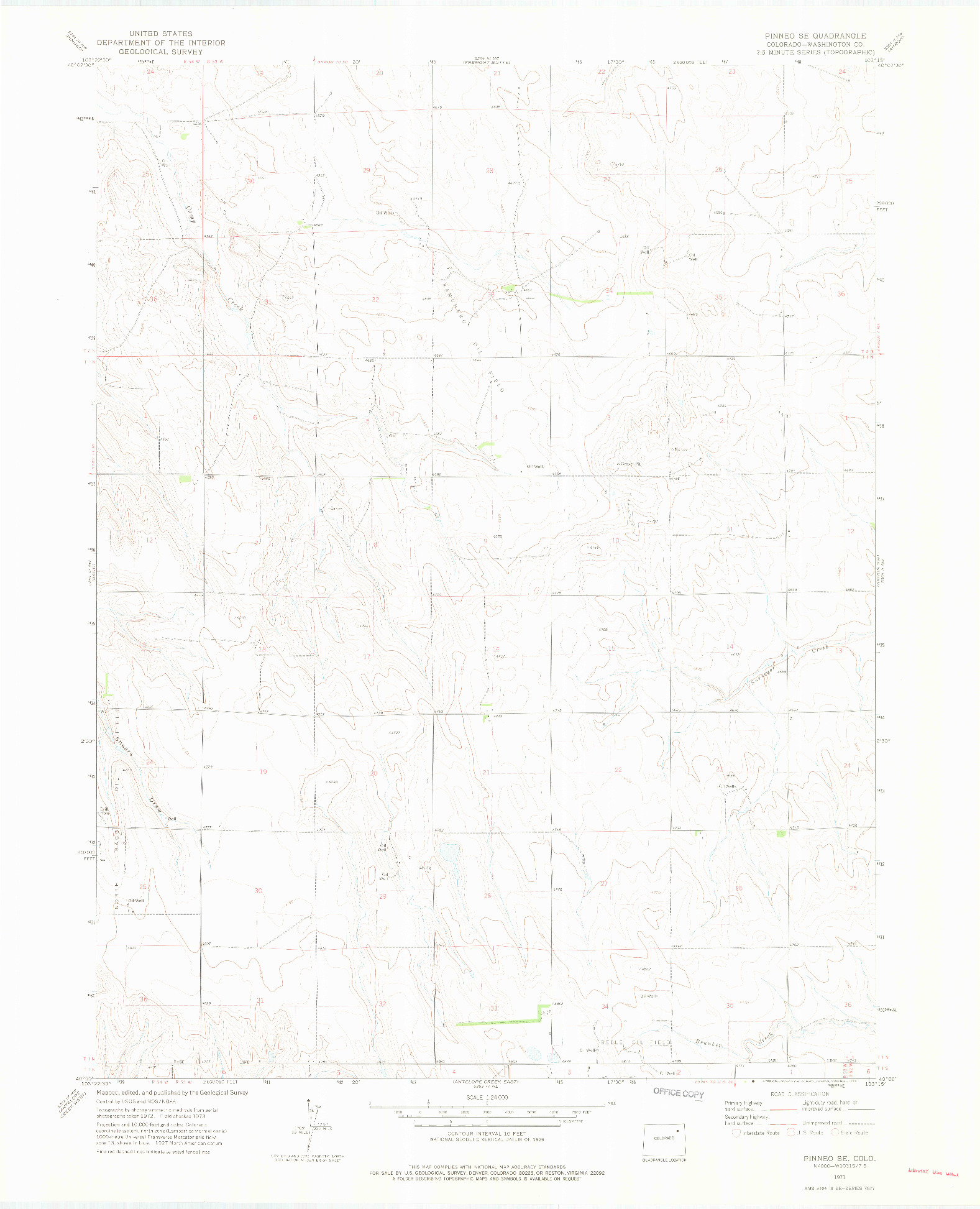 USGS 1:24000-SCALE QUADRANGLE FOR PINNEO SE, CO 1973