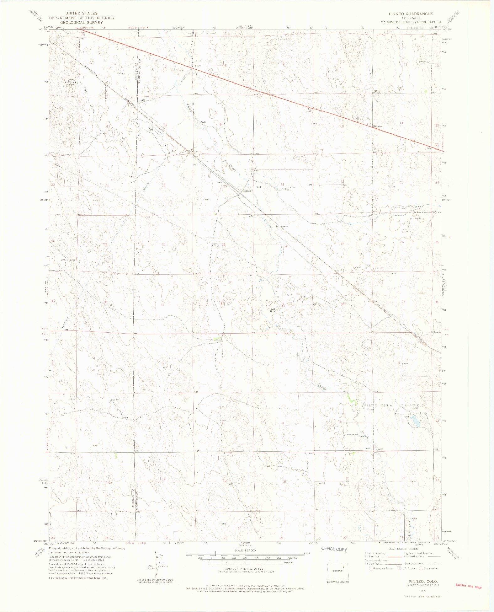 USGS 1:24000-SCALE QUADRANGLE FOR PINNEO, CO 1973