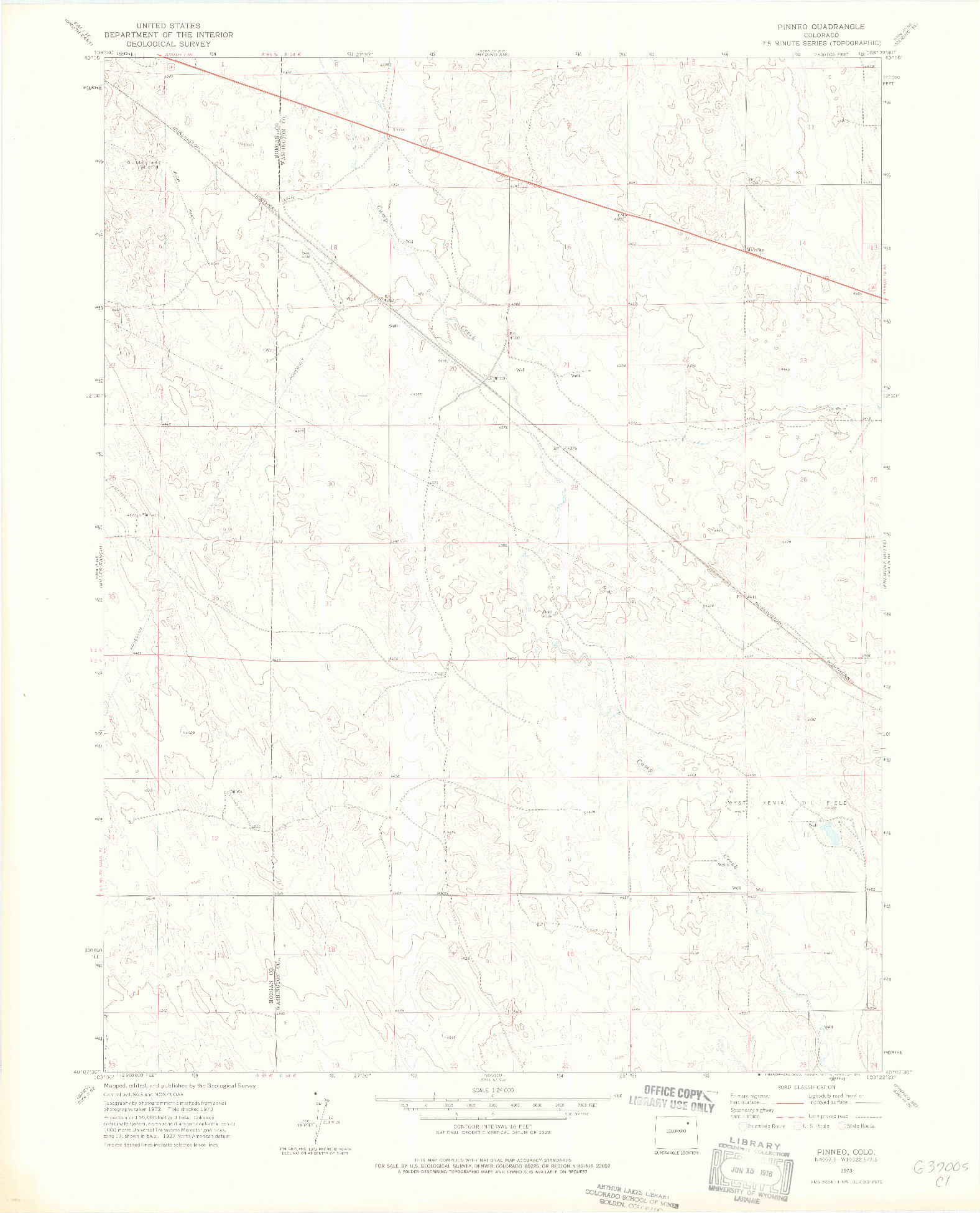 USGS 1:24000-SCALE QUADRANGLE FOR PINNEO, CO 1973