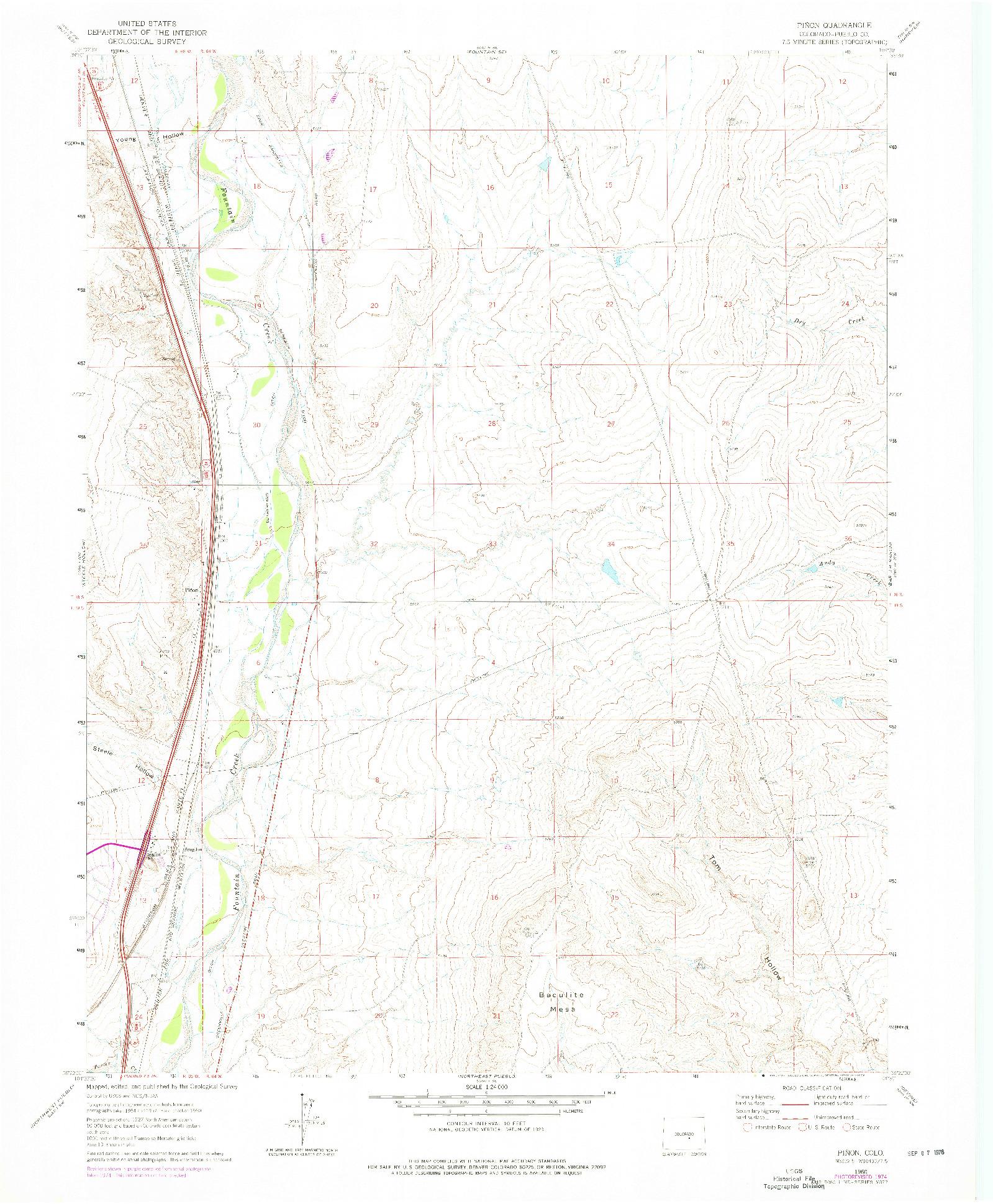 USGS 1:24000-SCALE QUADRANGLE FOR PINON, CO 1960