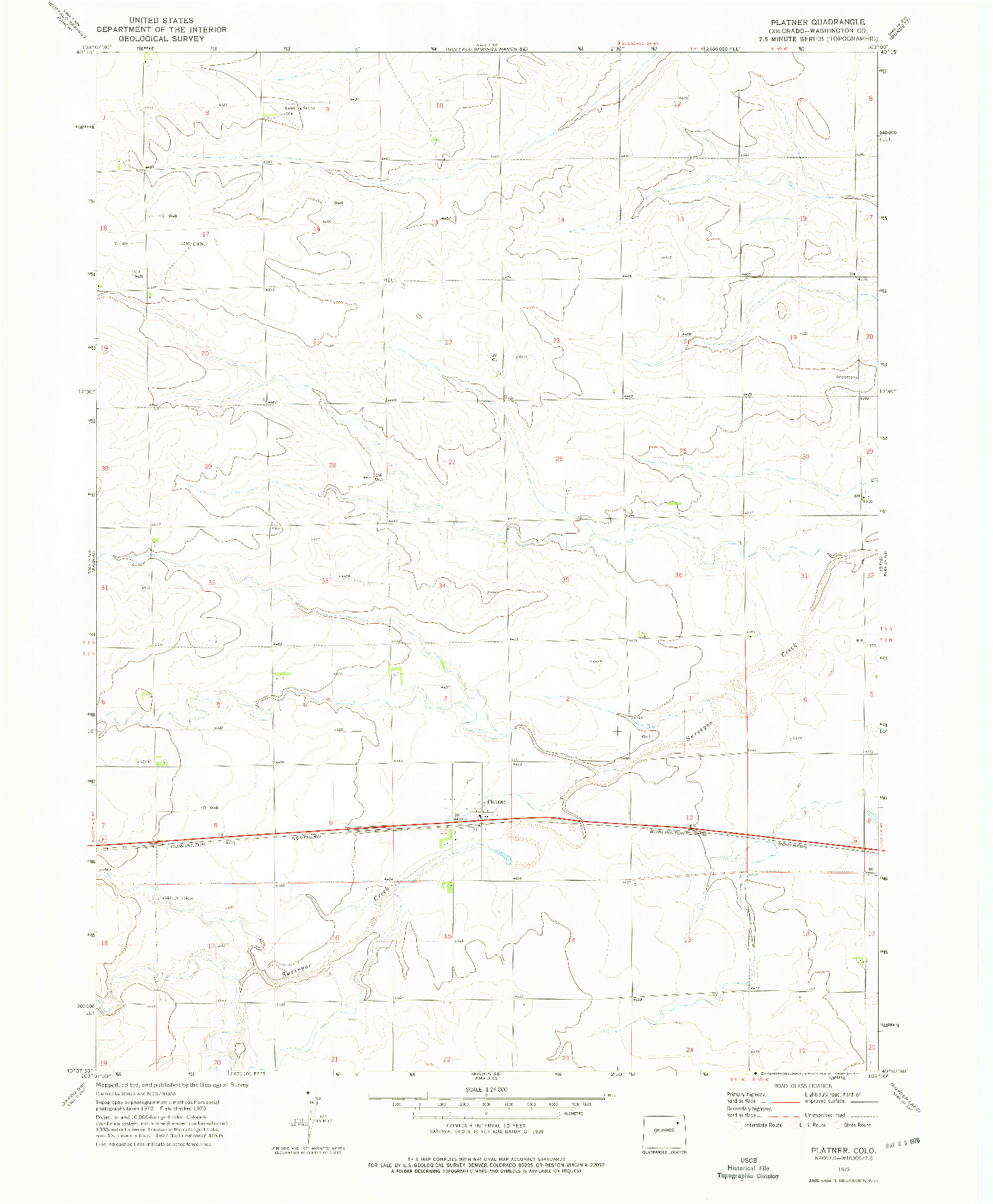 USGS 1:24000-SCALE QUADRANGLE FOR PLATNER, CO 1973