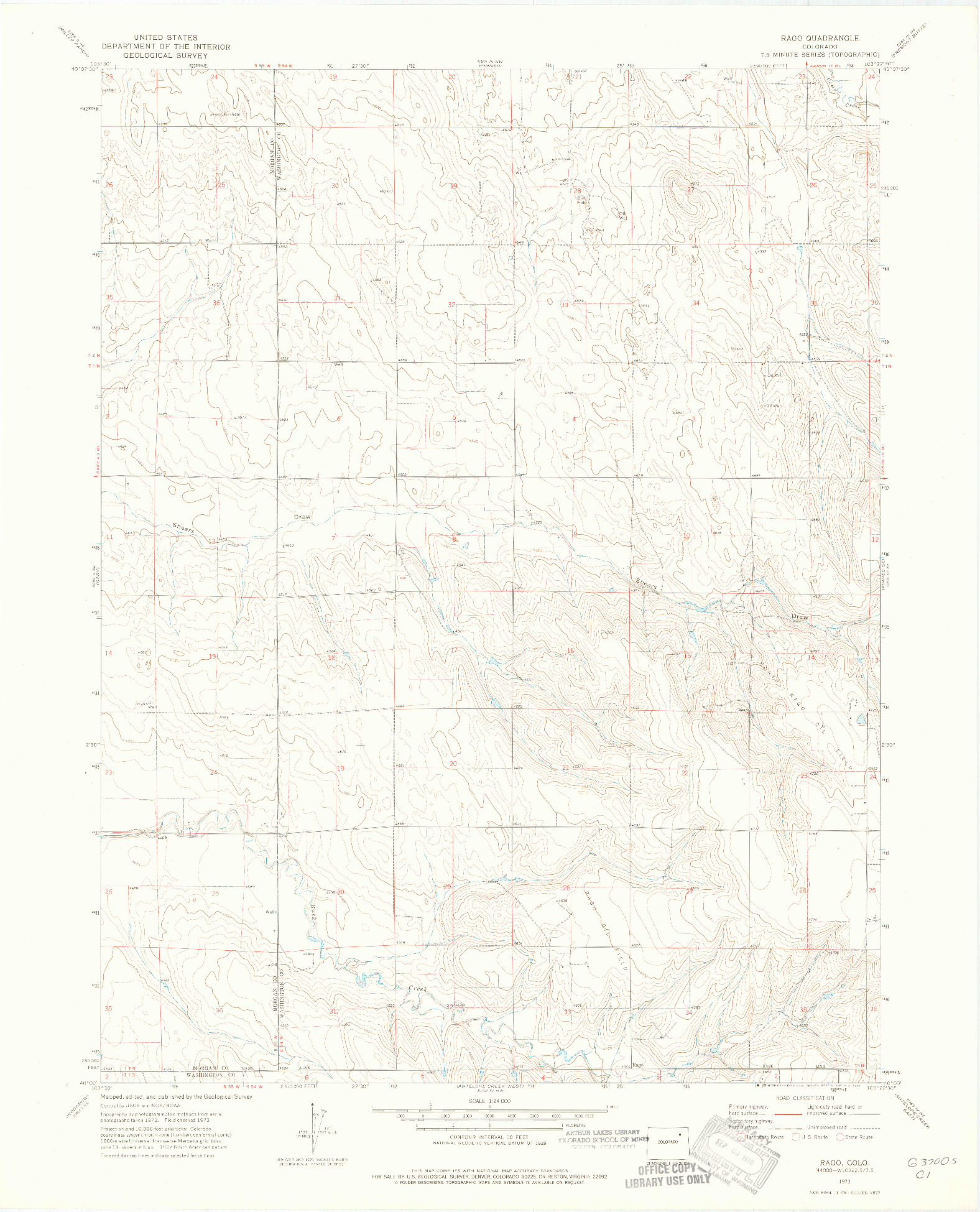 USGS 1:24000-SCALE QUADRANGLE FOR RAGO, CO 1973