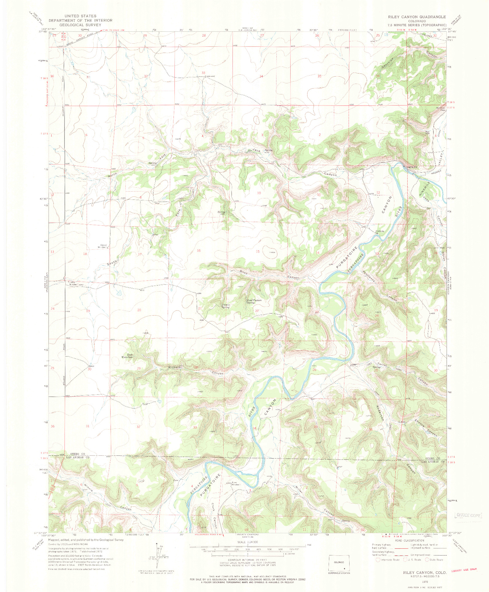 USGS 1:24000-SCALE QUADRANGLE FOR RILEY CANYON, CO 1972