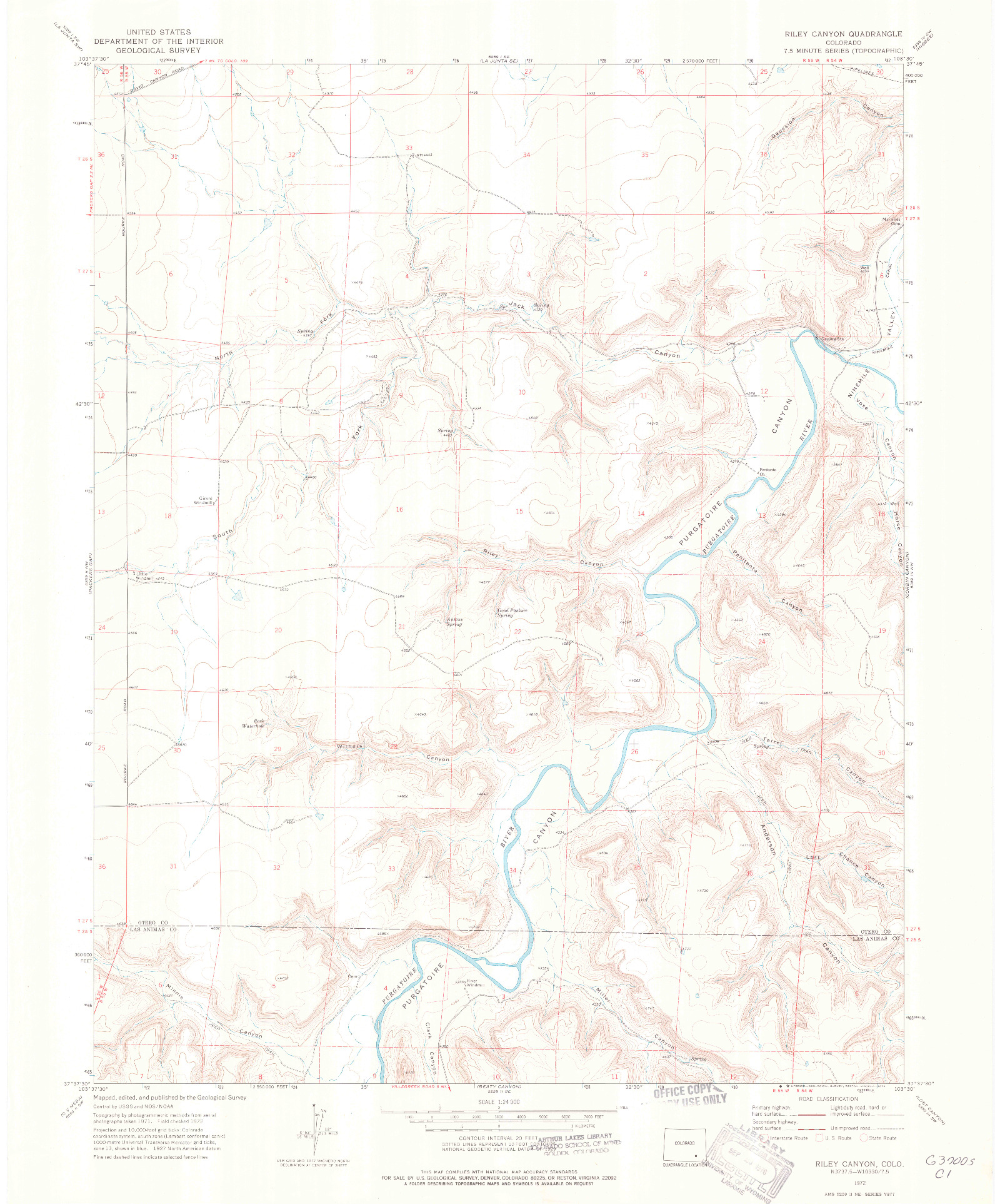 USGS 1:24000-SCALE QUADRANGLE FOR RILEY CANYON, CO 1972
