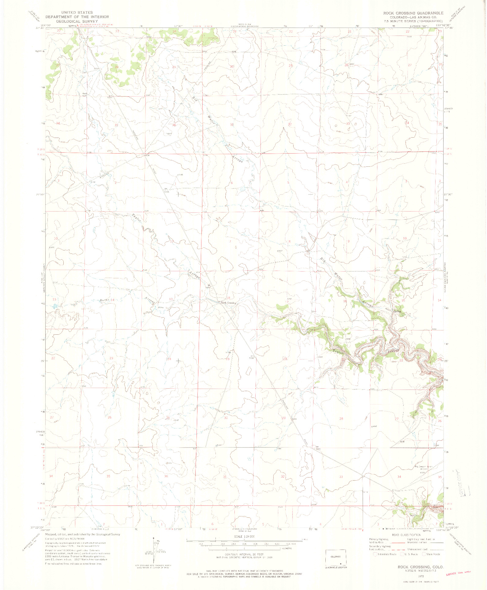 USGS 1:24000-SCALE QUADRANGLE FOR ROCK CROSSING, CO 1972