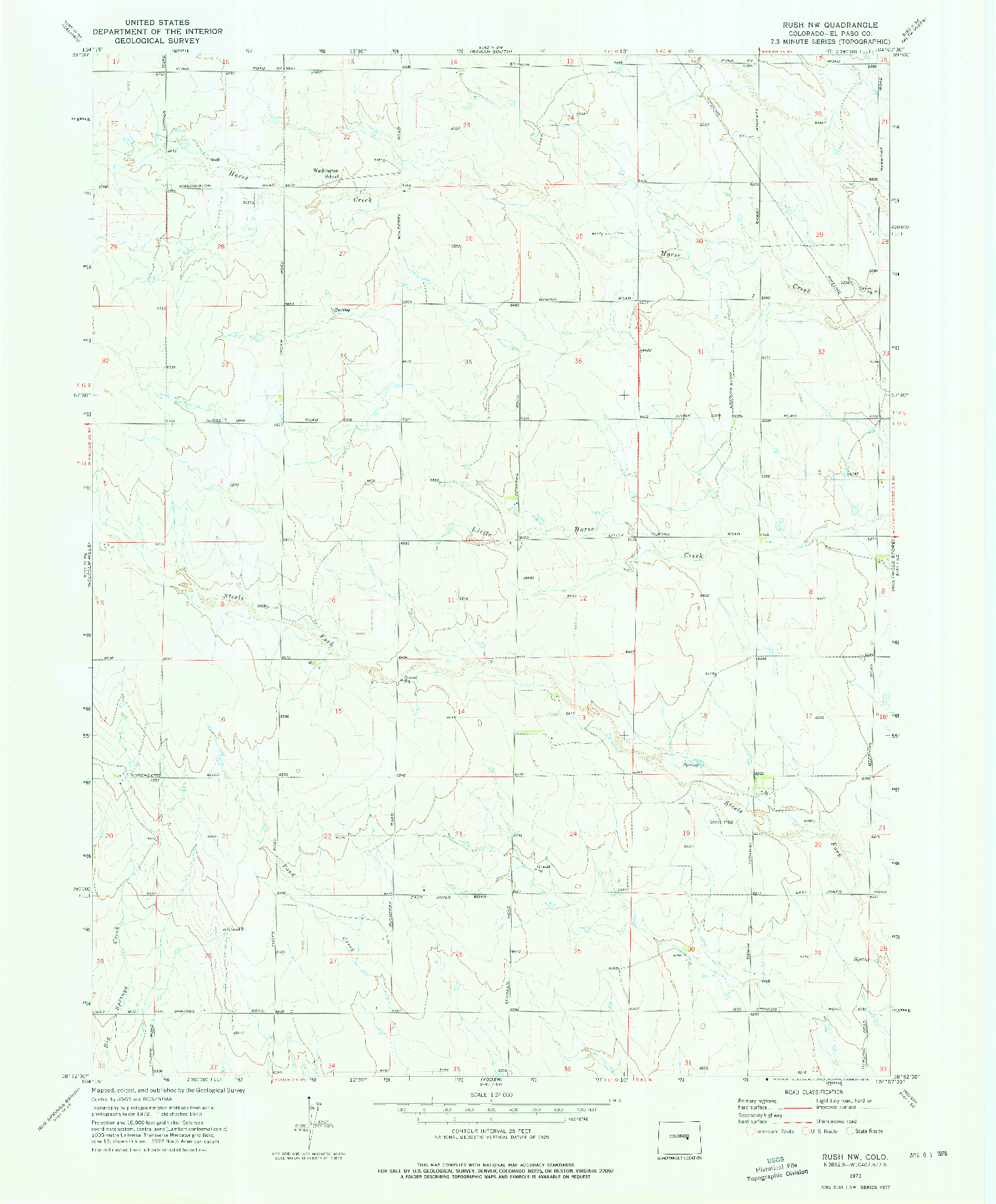 USGS 1:24000-SCALE QUADRANGLE FOR RUSH NW, CO 1973
