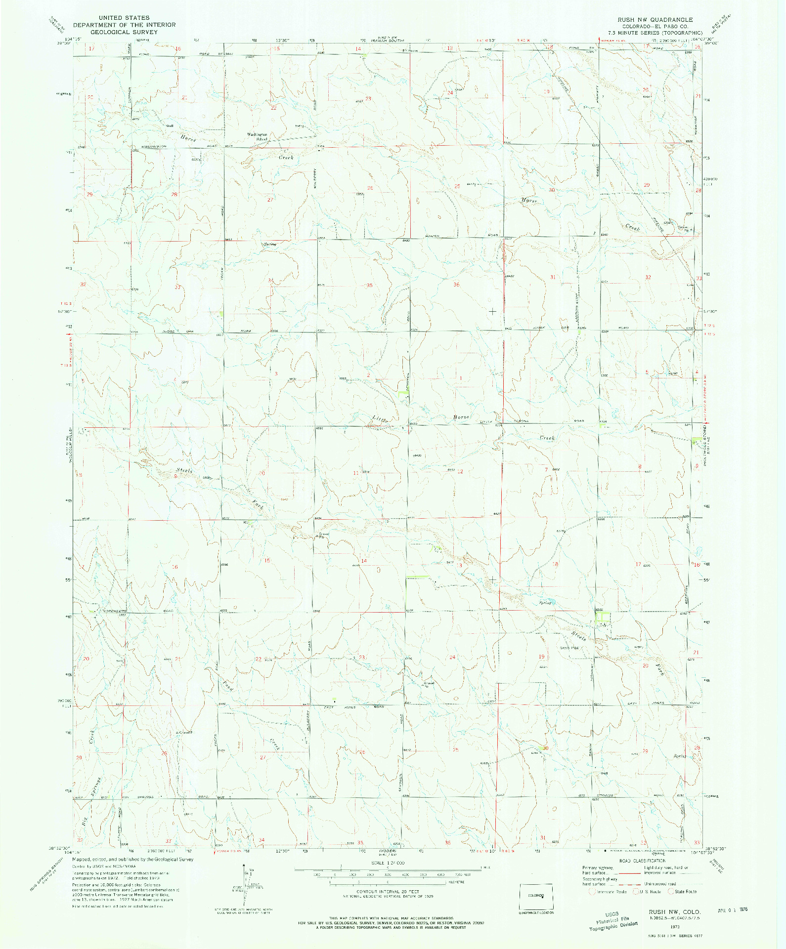 USGS 1:24000-SCALE QUADRANGLE FOR RUSH NW, CO 1973