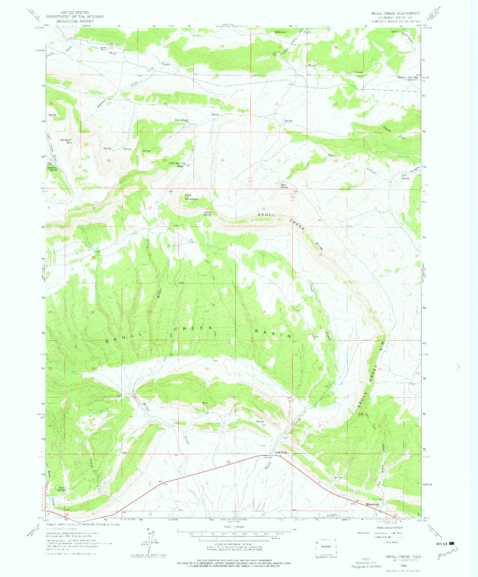 USGS 1:24000-SCALE QUADRANGLE FOR SKULL CREEK, CO 1962