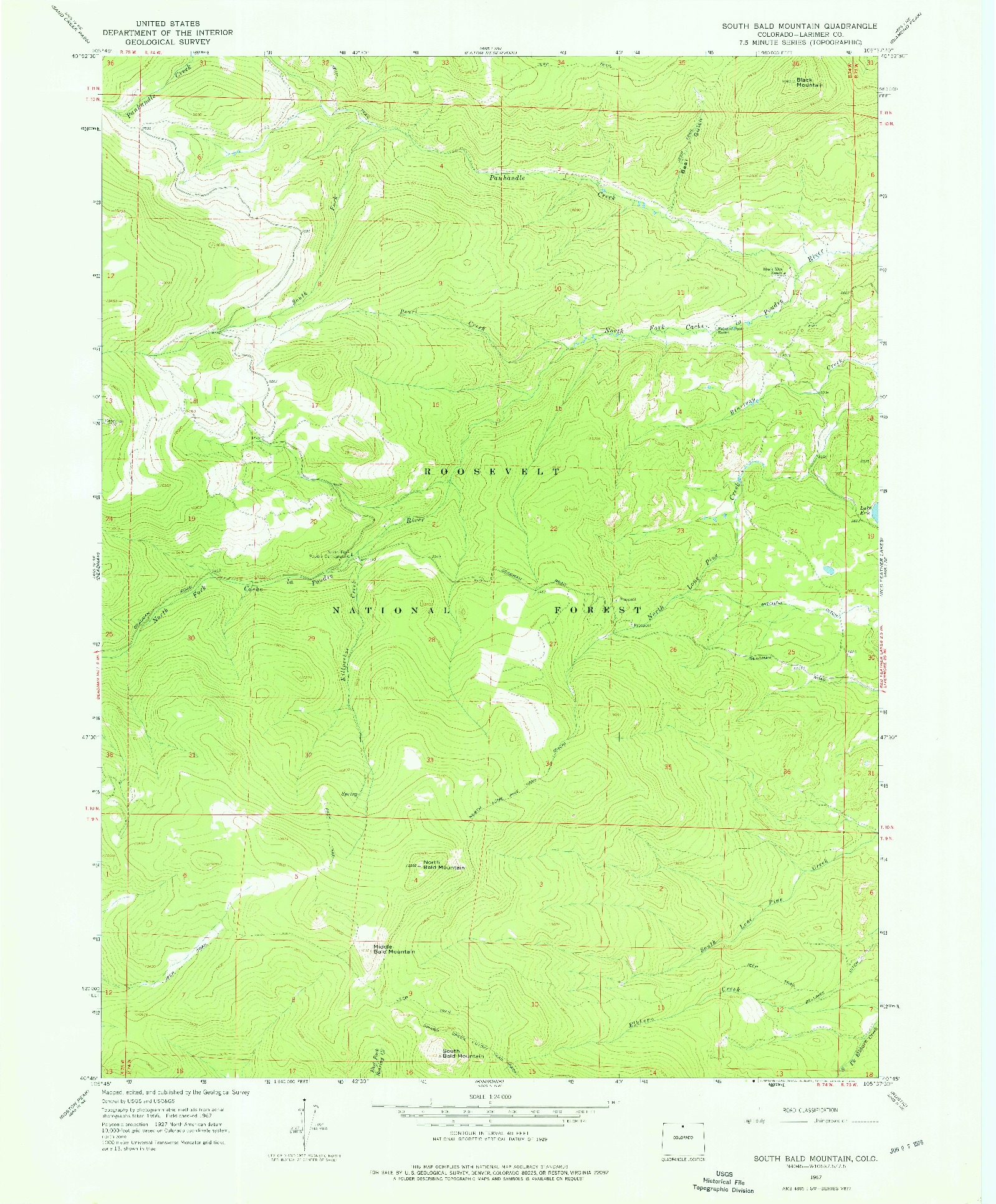 USGS 1:24000-SCALE QUADRANGLE FOR SOUTH BALD MOUNTAIN, CO 1967