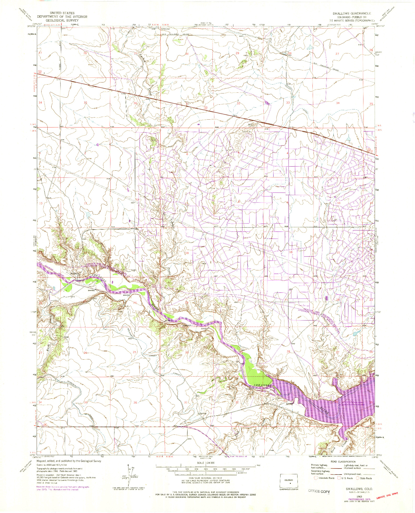 USGS 1:24000-SCALE QUADRANGLE FOR SWALLOWS, CO 1963
