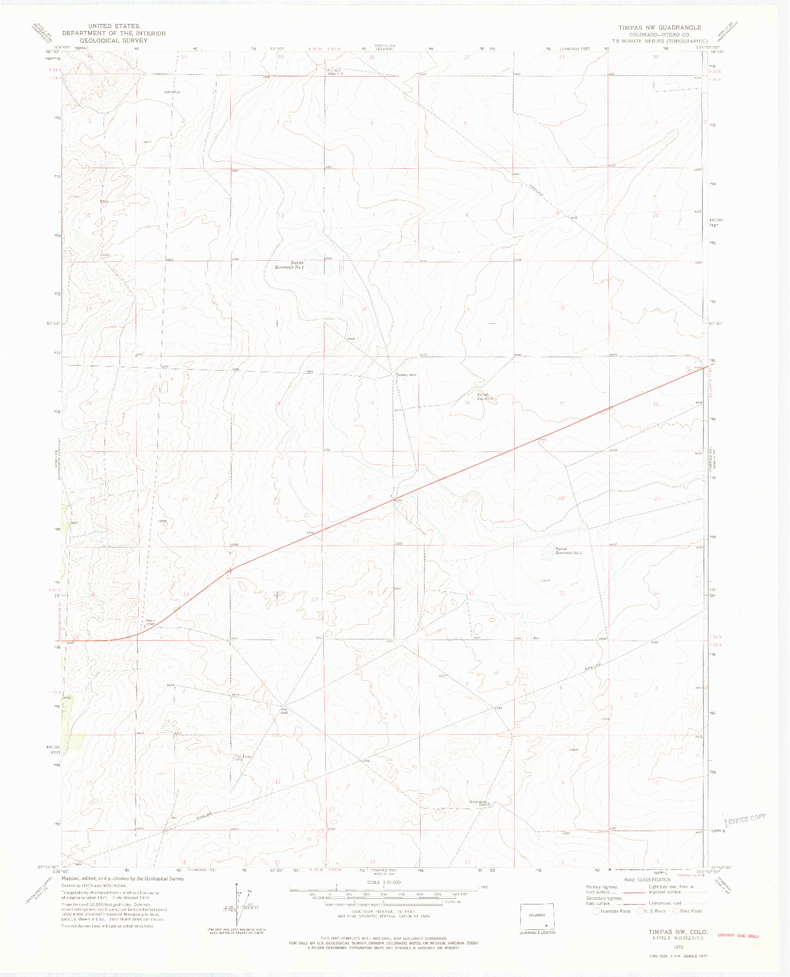 USGS 1:24000-SCALE QUADRANGLE FOR TIMPAS NW, CO 1972