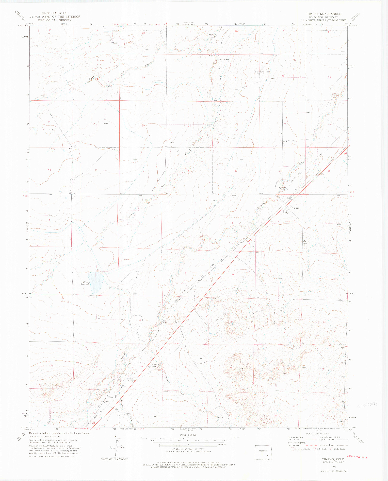 USGS 1:24000-SCALE QUADRANGLE FOR TIMPAS, CO 1972
