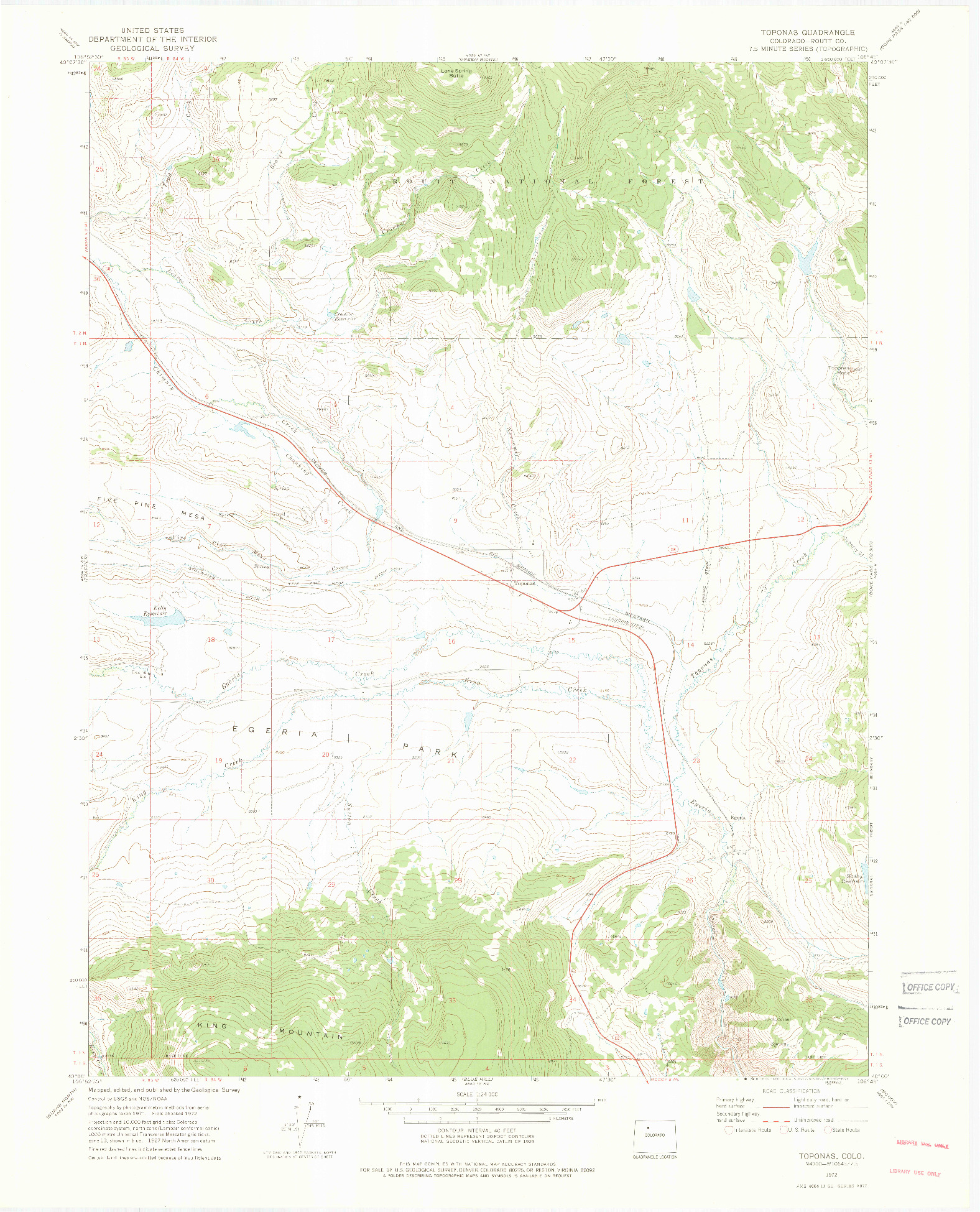 USGS 1:24000-SCALE QUADRANGLE FOR TOPONAS, CO 1972