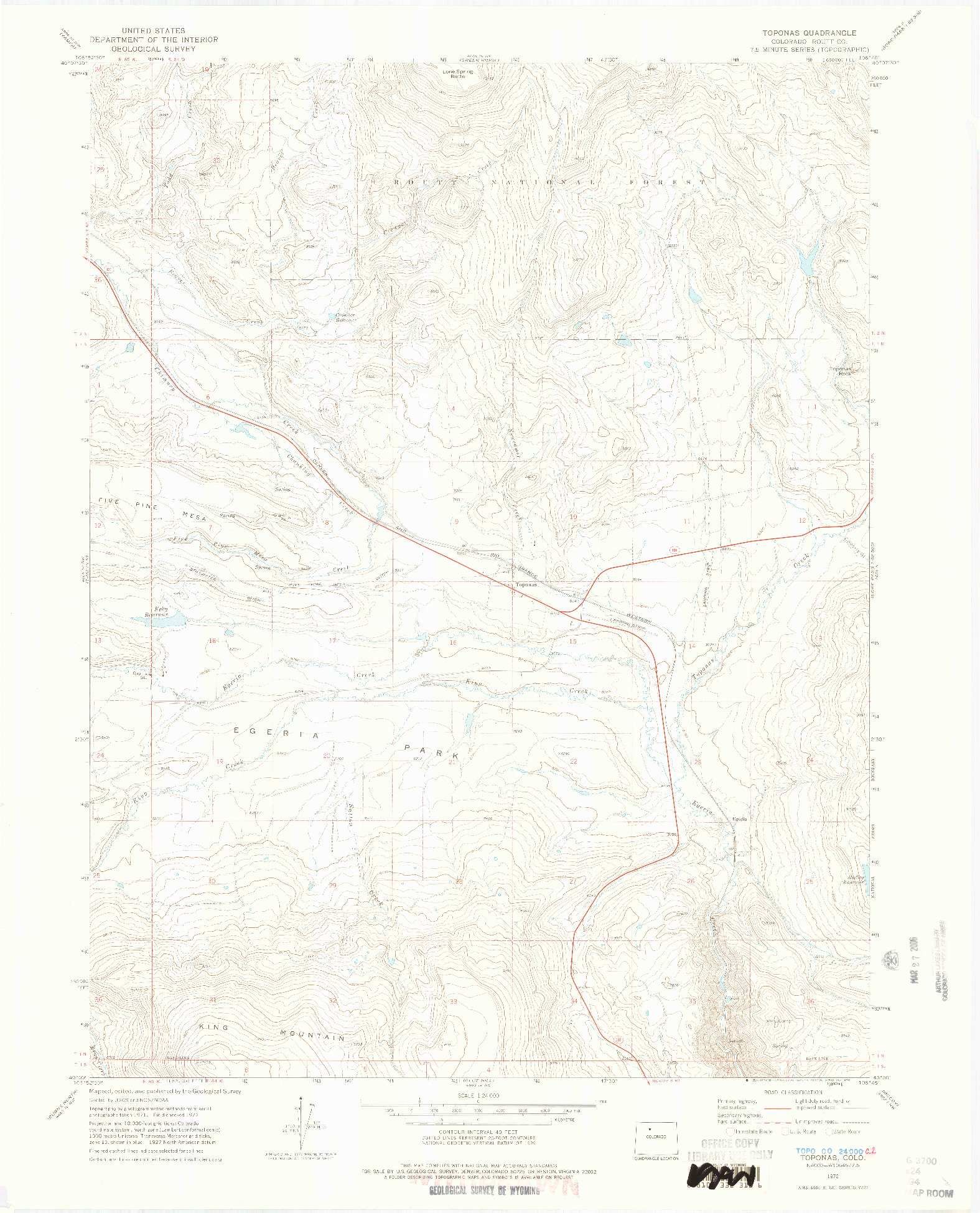 USGS 1:24000-SCALE QUADRANGLE FOR TOPONAS, CO 1972