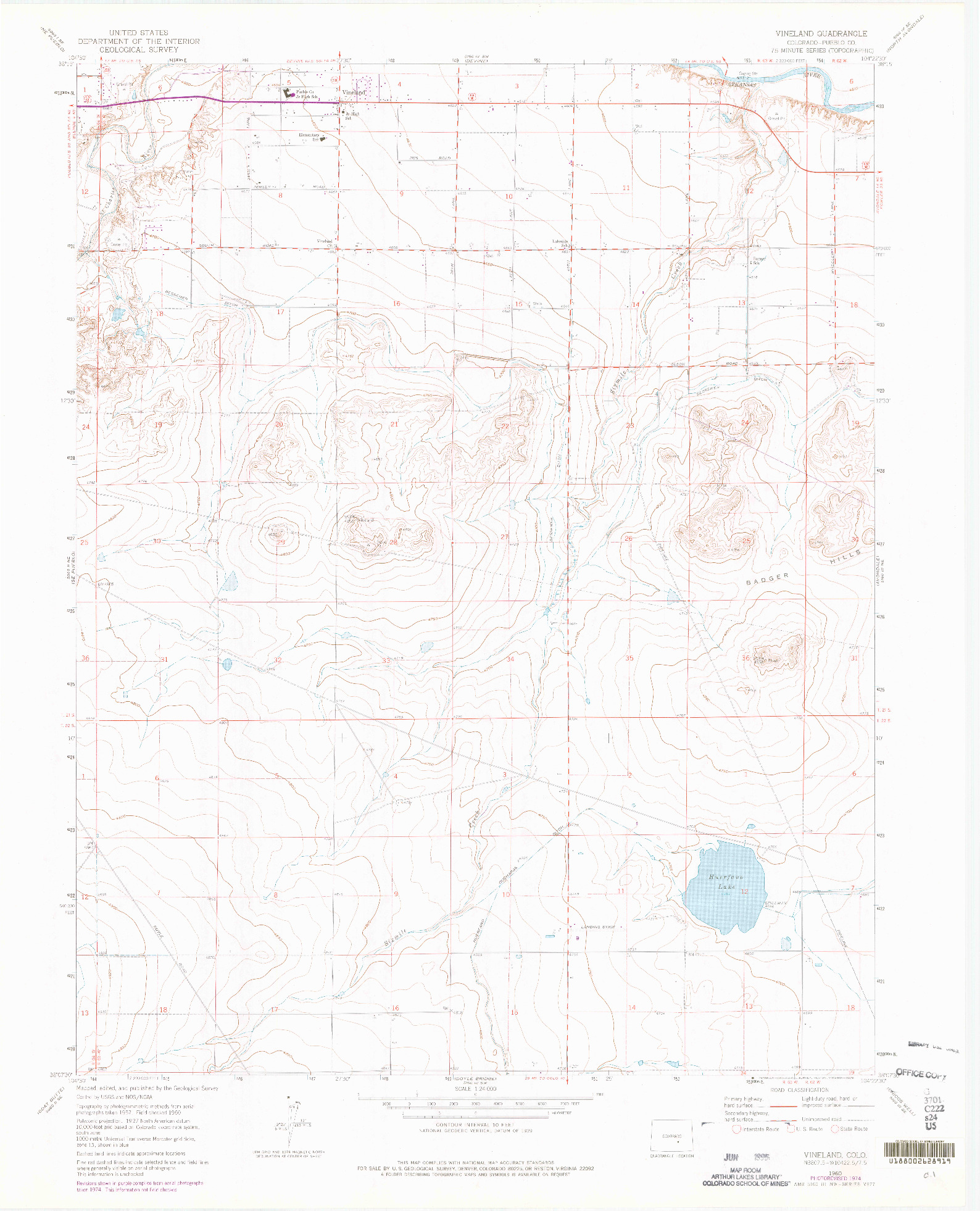 USGS 1:24000-SCALE QUADRANGLE FOR VINELAND, CO 1960