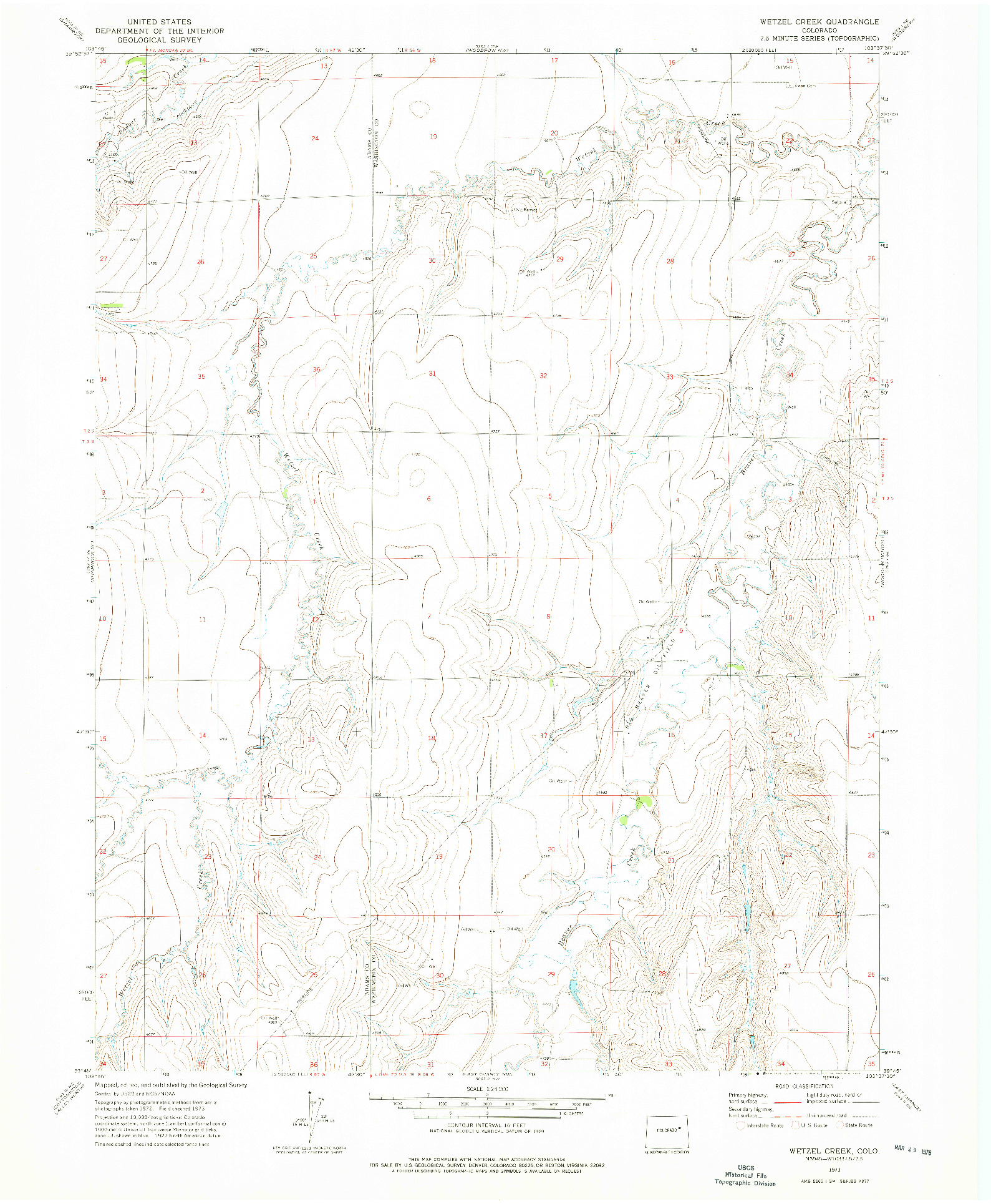USGS 1:24000-SCALE QUADRANGLE FOR WETZEL CREEK, CO 1973