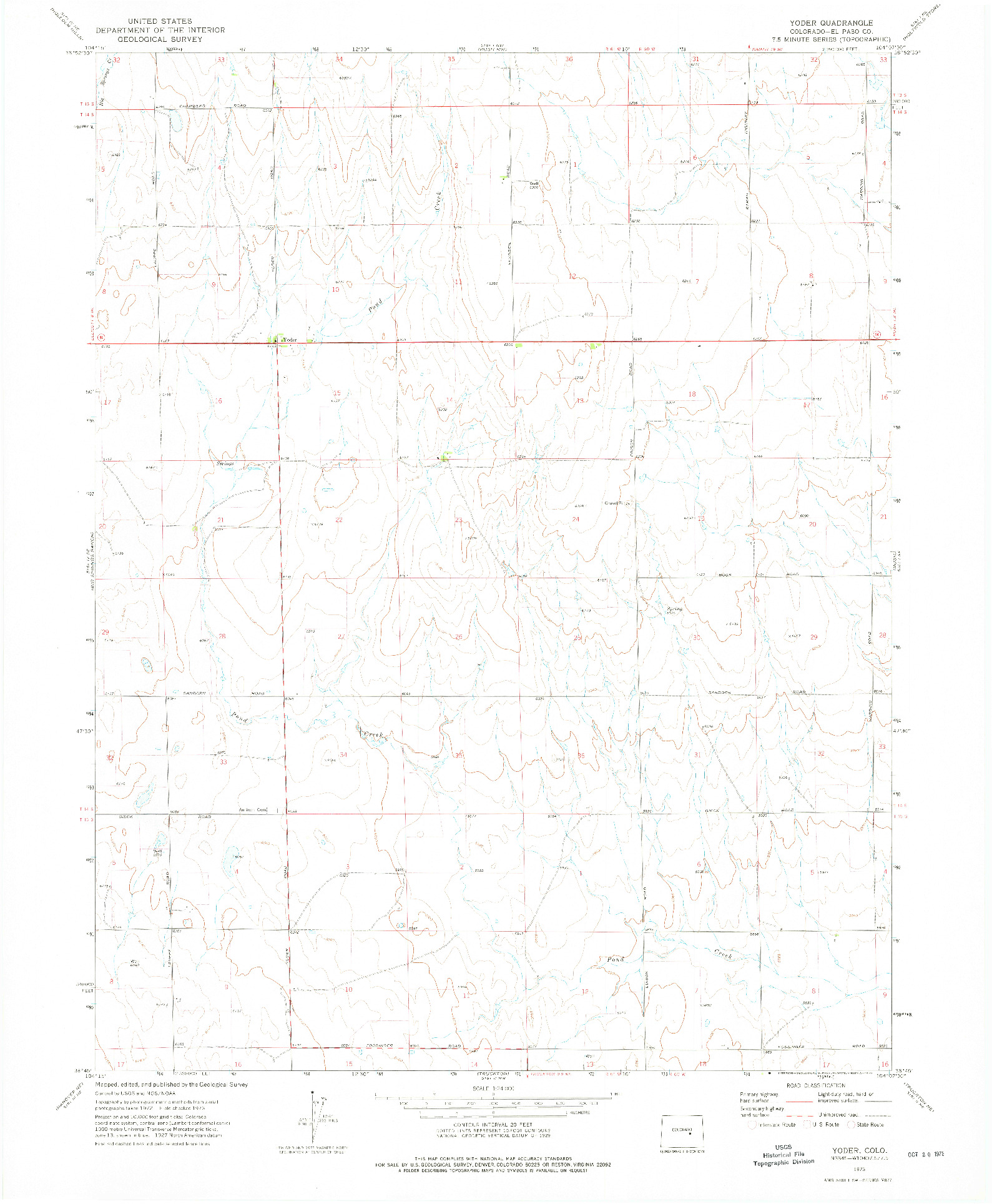 USGS 1:24000-SCALE QUADRANGLE FOR YODER, CO 1973