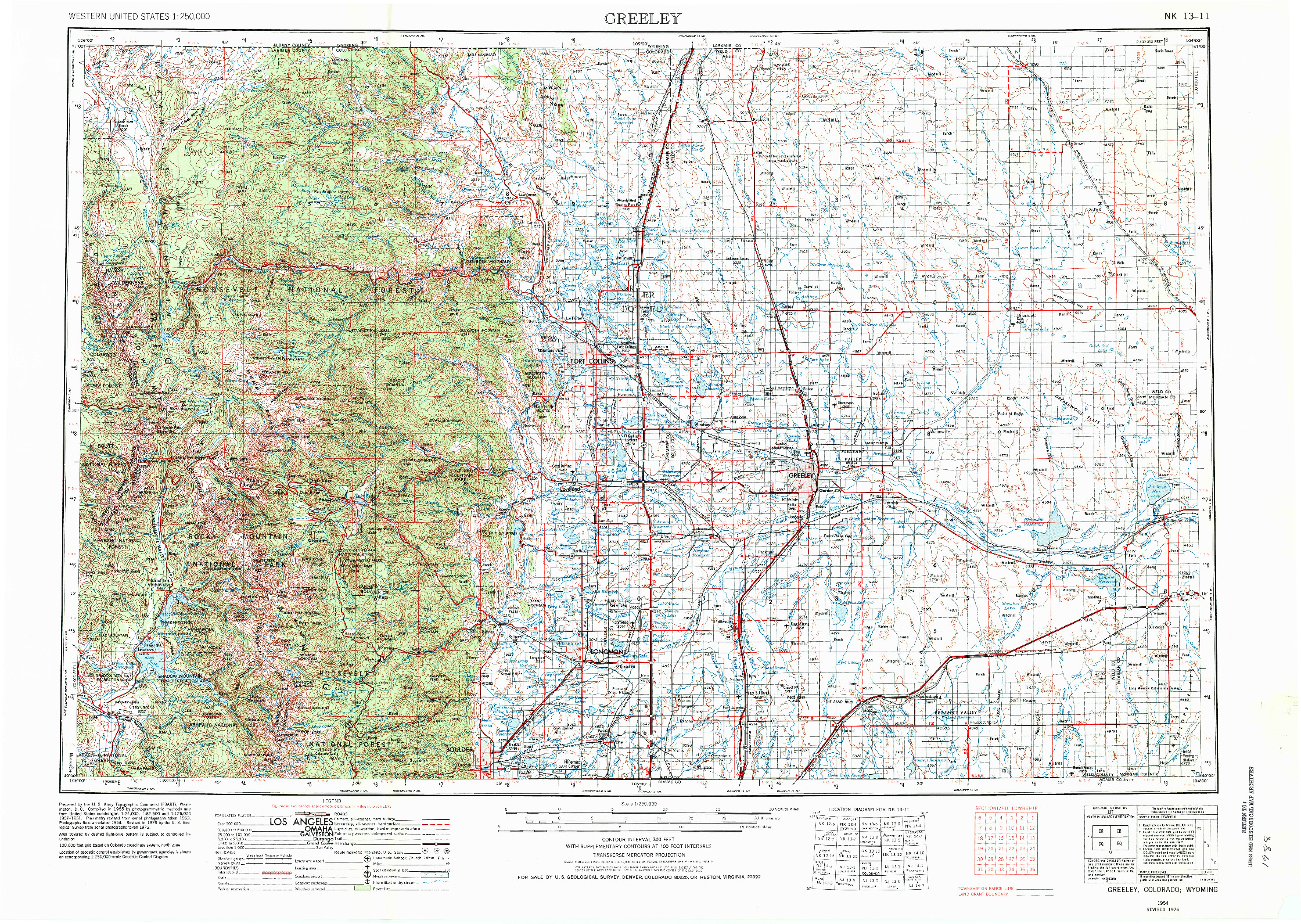 USGS 1:250000-SCALE QUADRANGLE FOR GREELEY, CO 1954