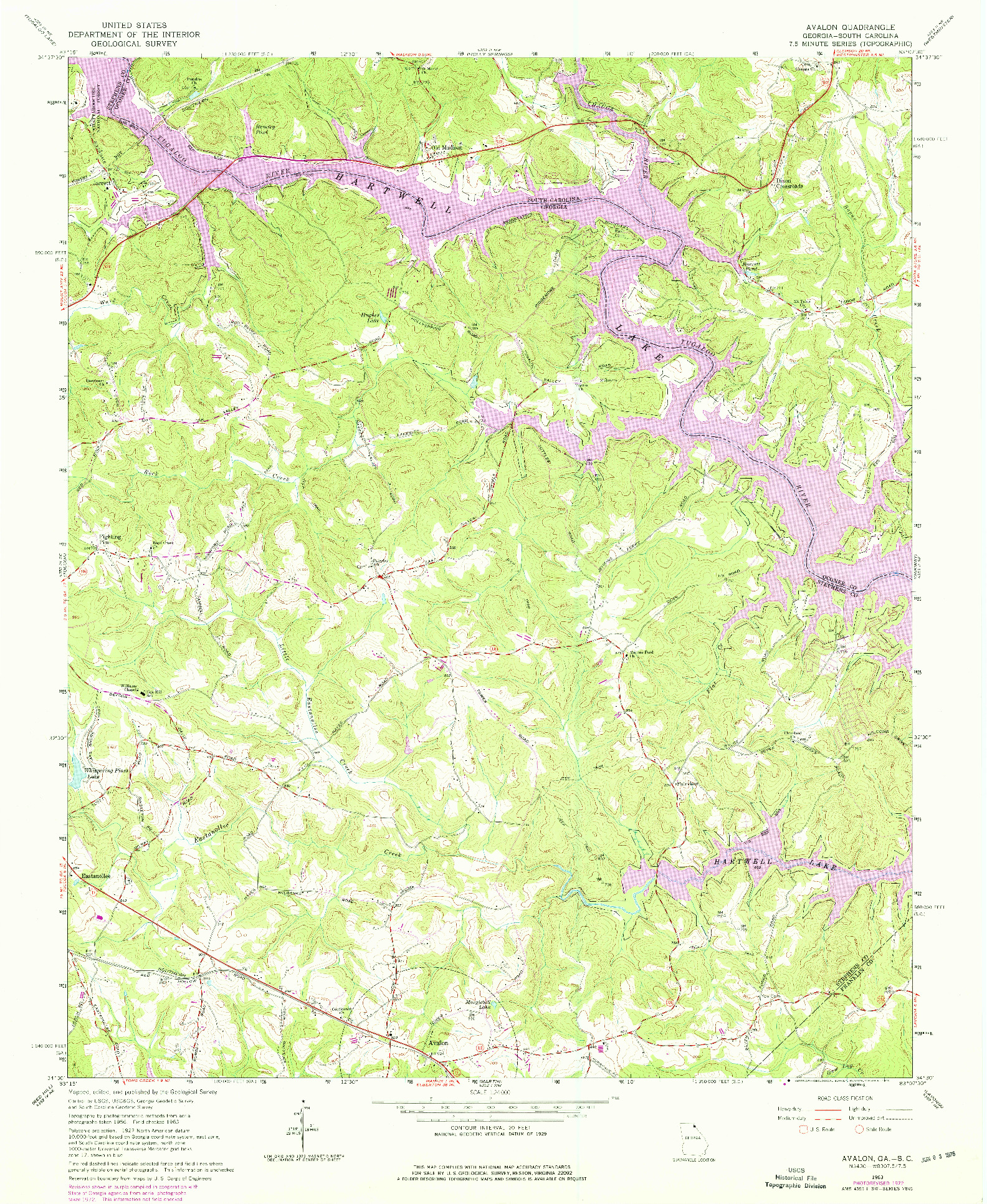 USGS 1:24000-SCALE QUADRANGLE FOR AVALON, GA 1963