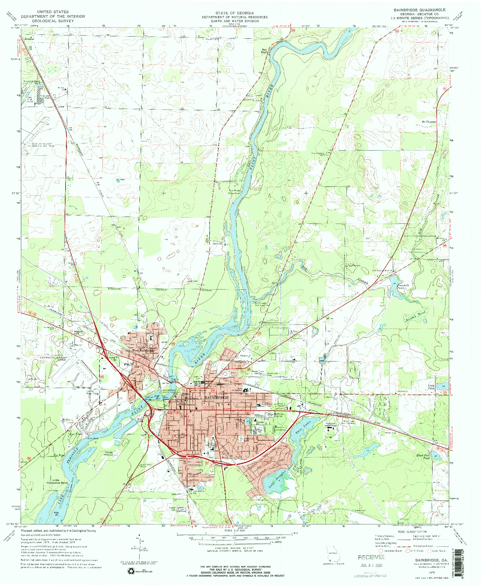 USGS 1:24000-SCALE QUADRANGLE FOR BAINBRIDGE, GA 1974