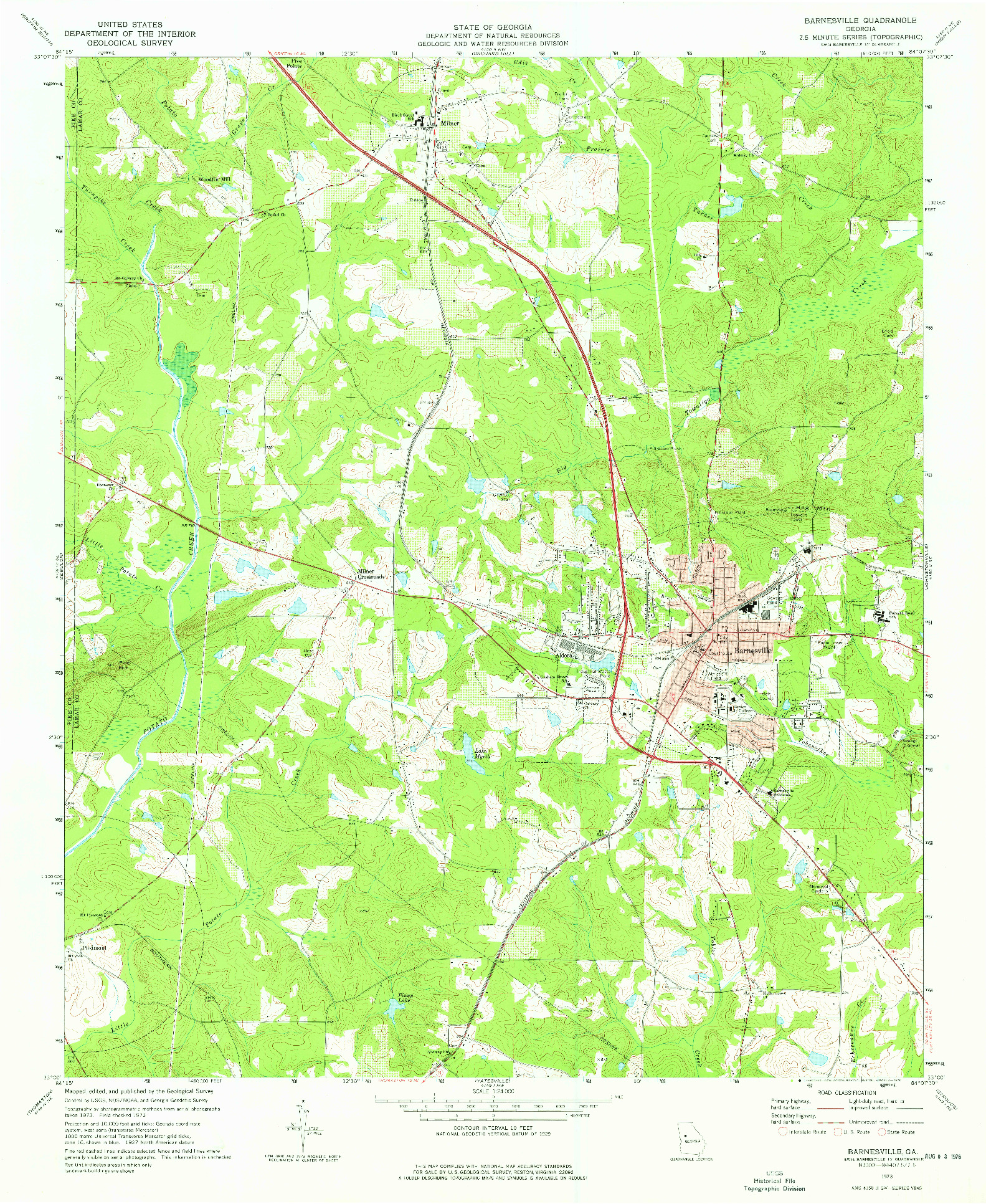 USGS 1:24000-SCALE QUADRANGLE FOR BARNESVILLE, GA 1973