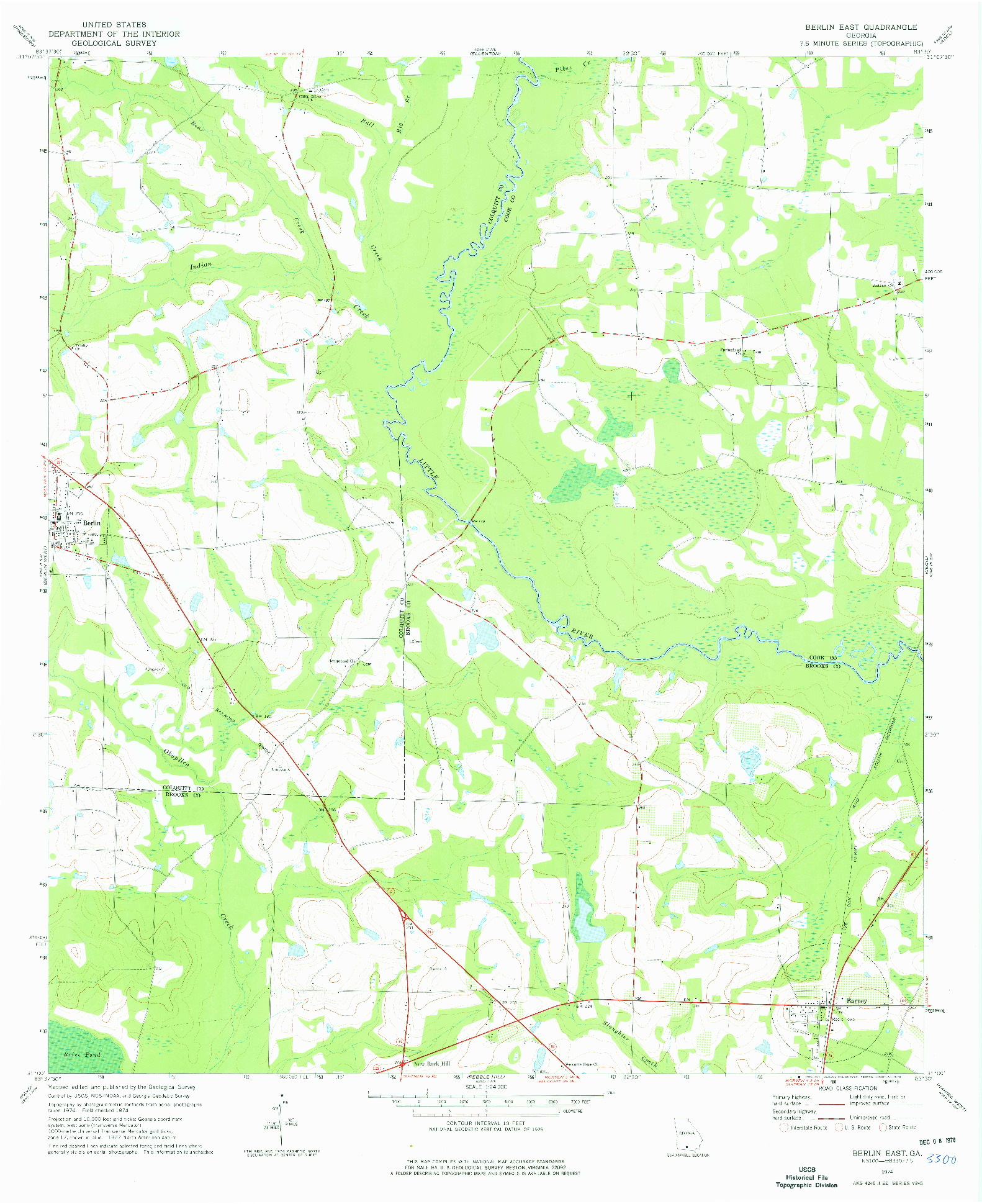 USGS 1:24000-SCALE QUADRANGLE FOR BERLIN EAST, GA 1974