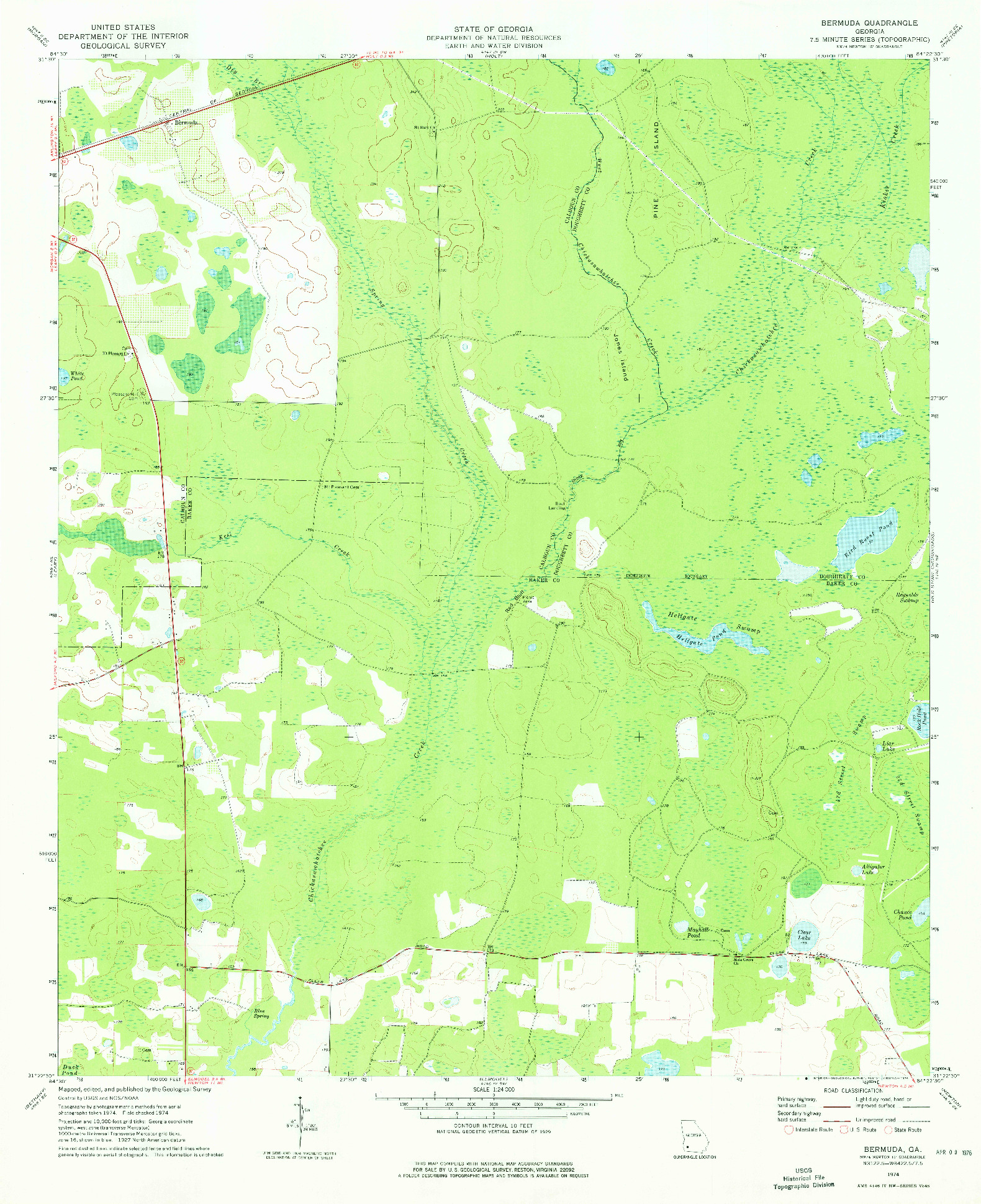 USGS 1:24000-SCALE QUADRANGLE FOR BERMUDA, GA 1974