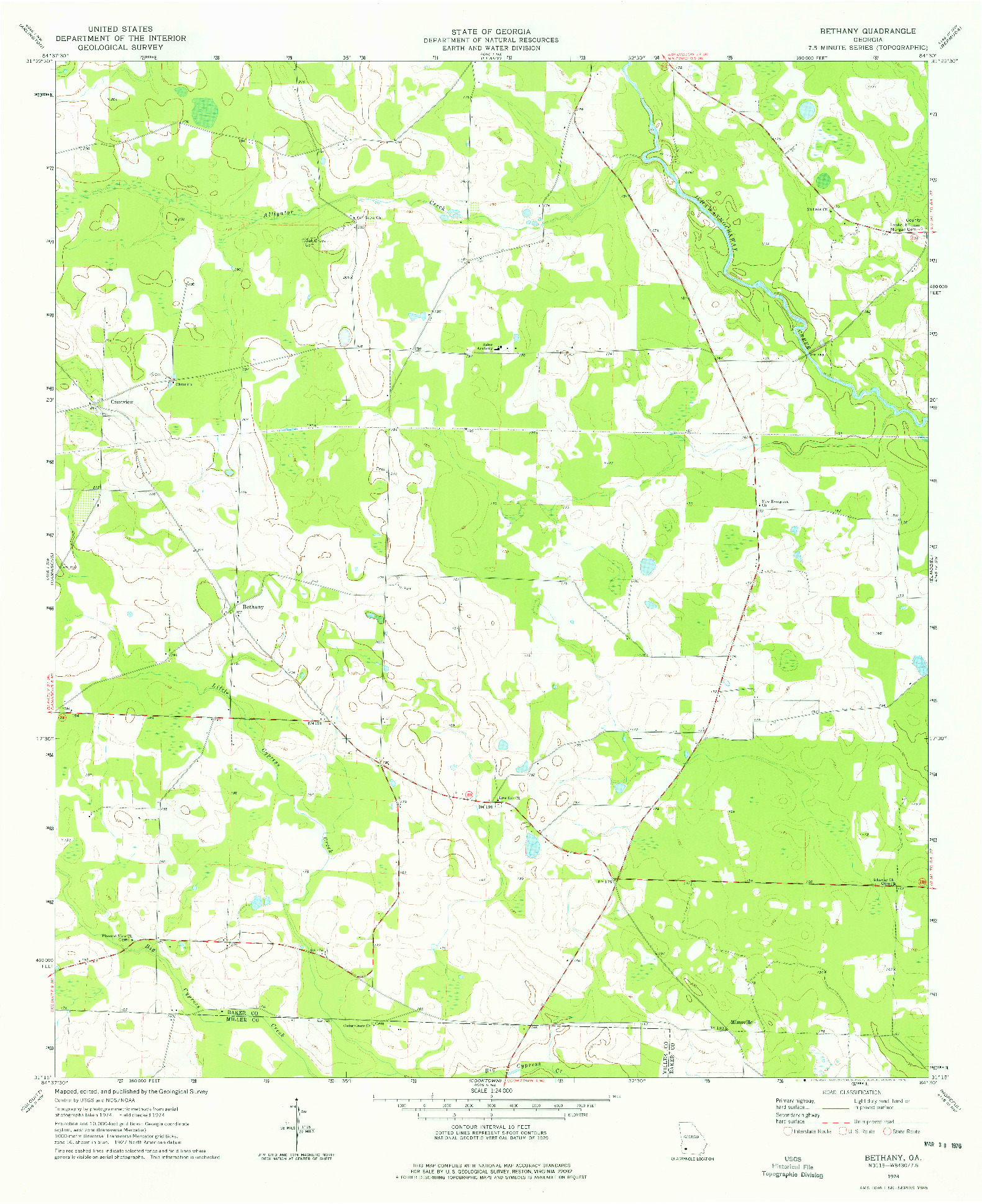 USGS 1:24000-SCALE QUADRANGLE FOR BETHANY, GA 1974