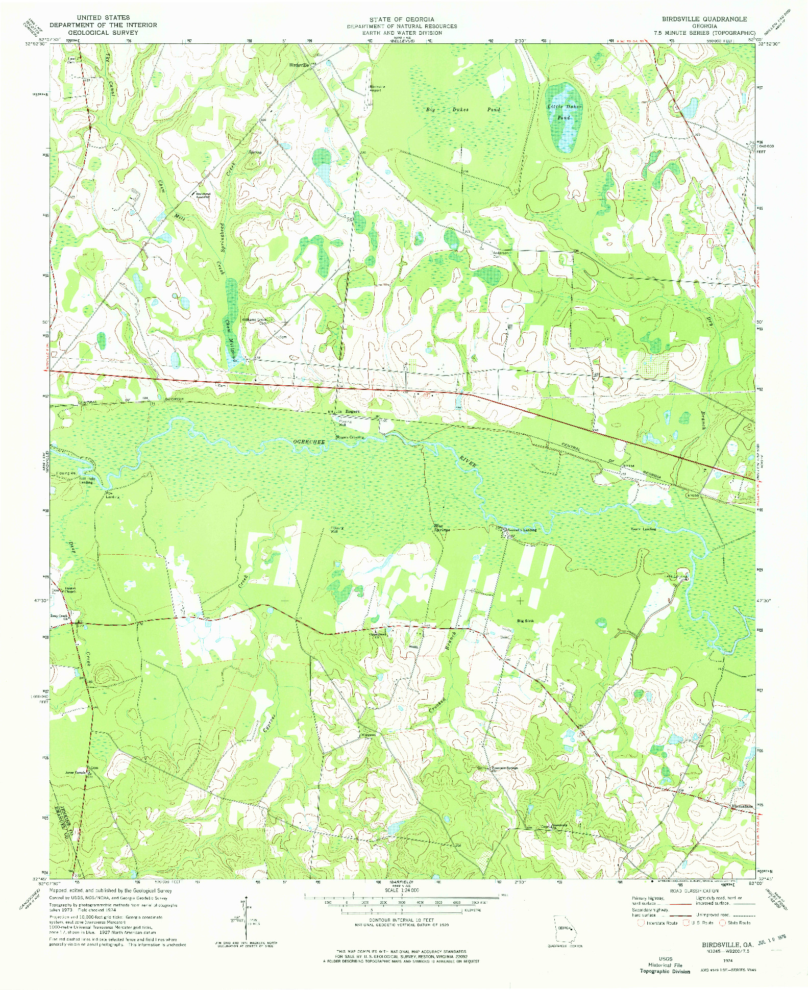 USGS 1:24000-SCALE QUADRANGLE FOR BIRDSVILLE, GA 1974