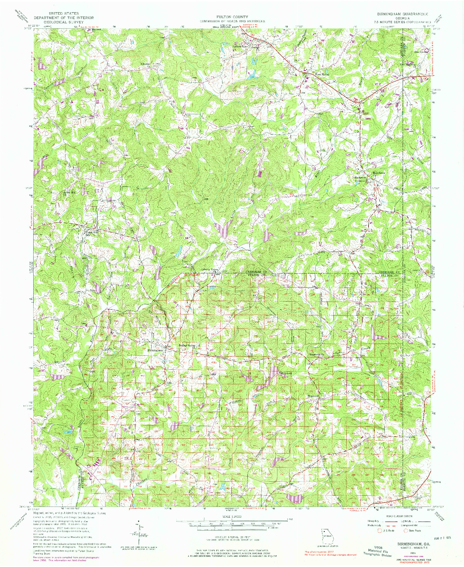 USGS 1:24000-SCALE QUADRANGLE FOR BIRMINGHAM, GA 1956