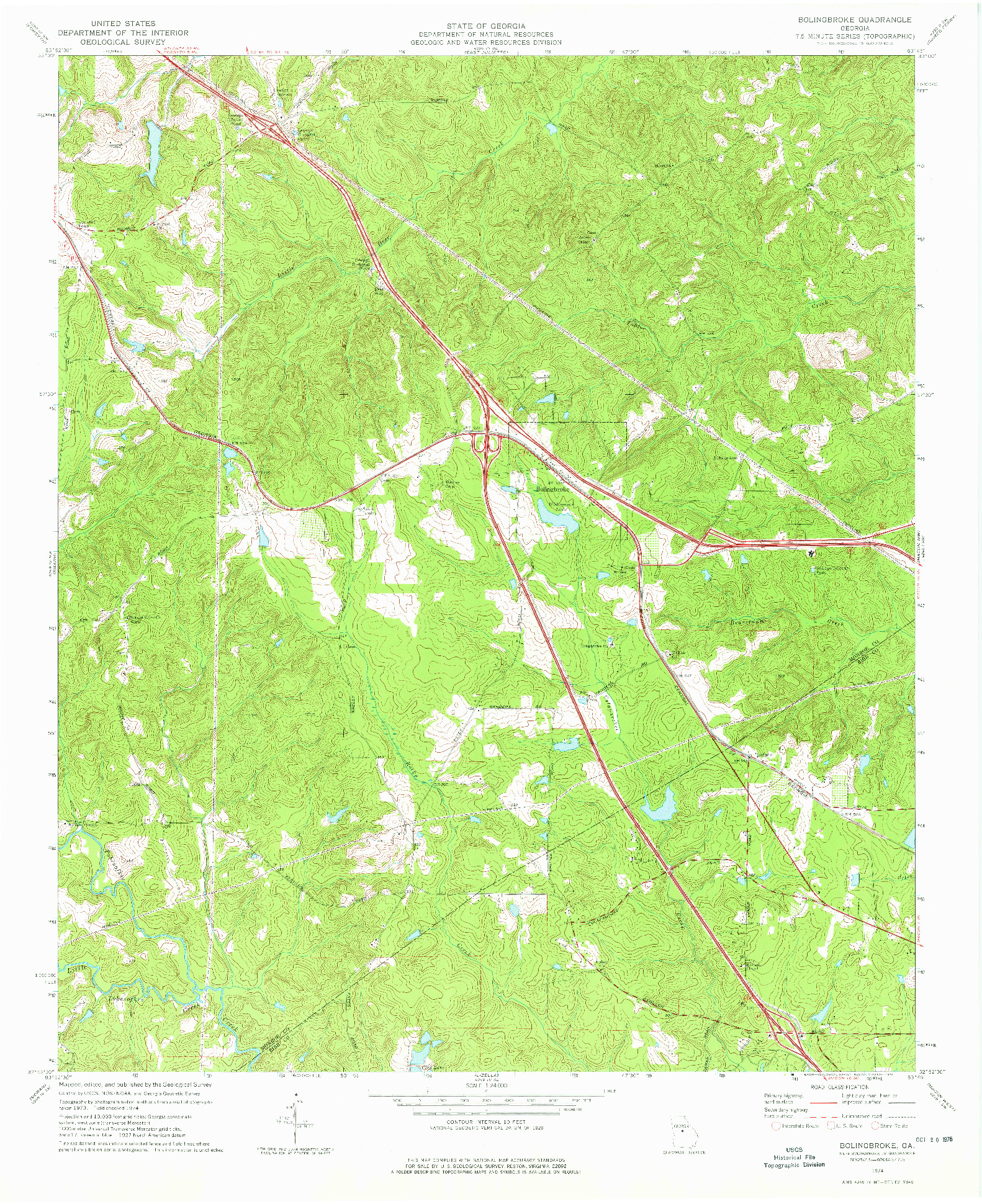 USGS 1:24000-SCALE QUADRANGLE FOR BOLINGBROKE, GA 1974