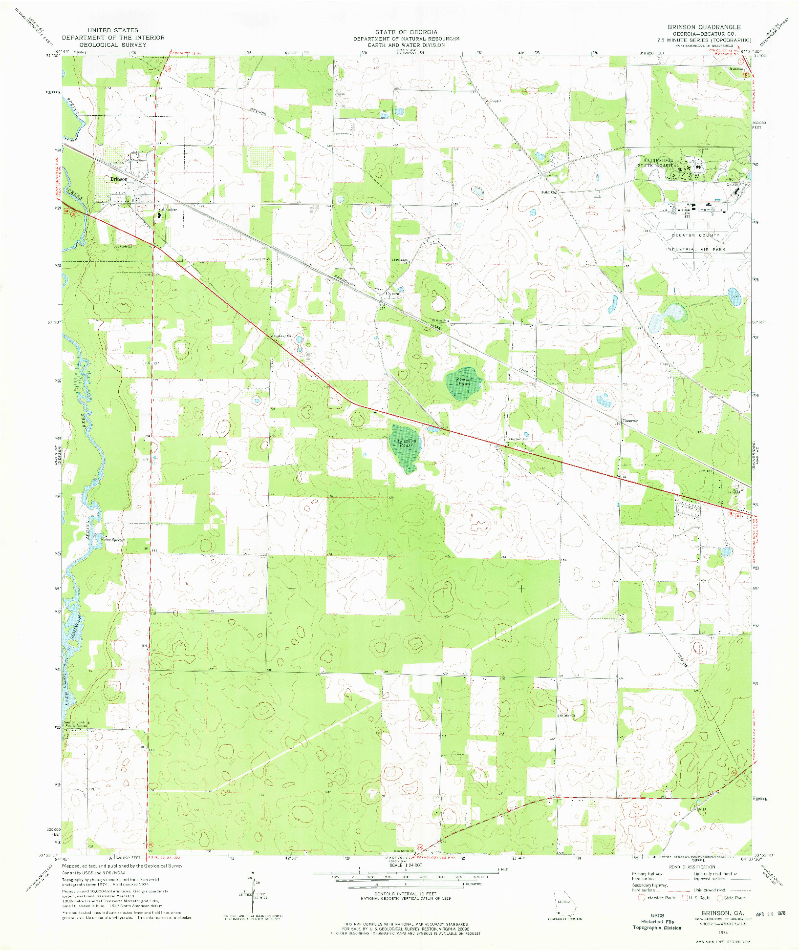 USGS 1:24000-SCALE QUADRANGLE FOR BRINSON, GA 1974