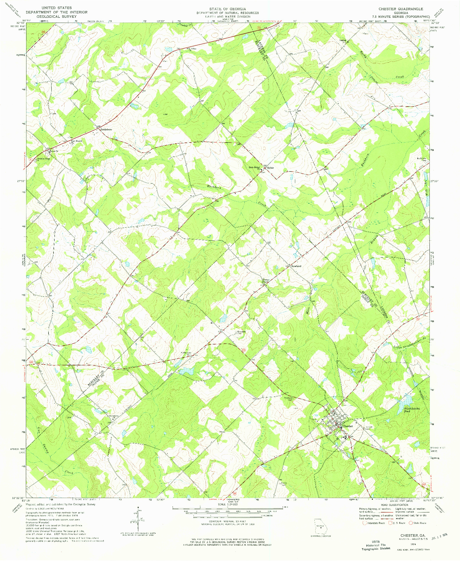 USGS 1:24000-SCALE QUADRANGLE FOR CHESTER, GA 1974