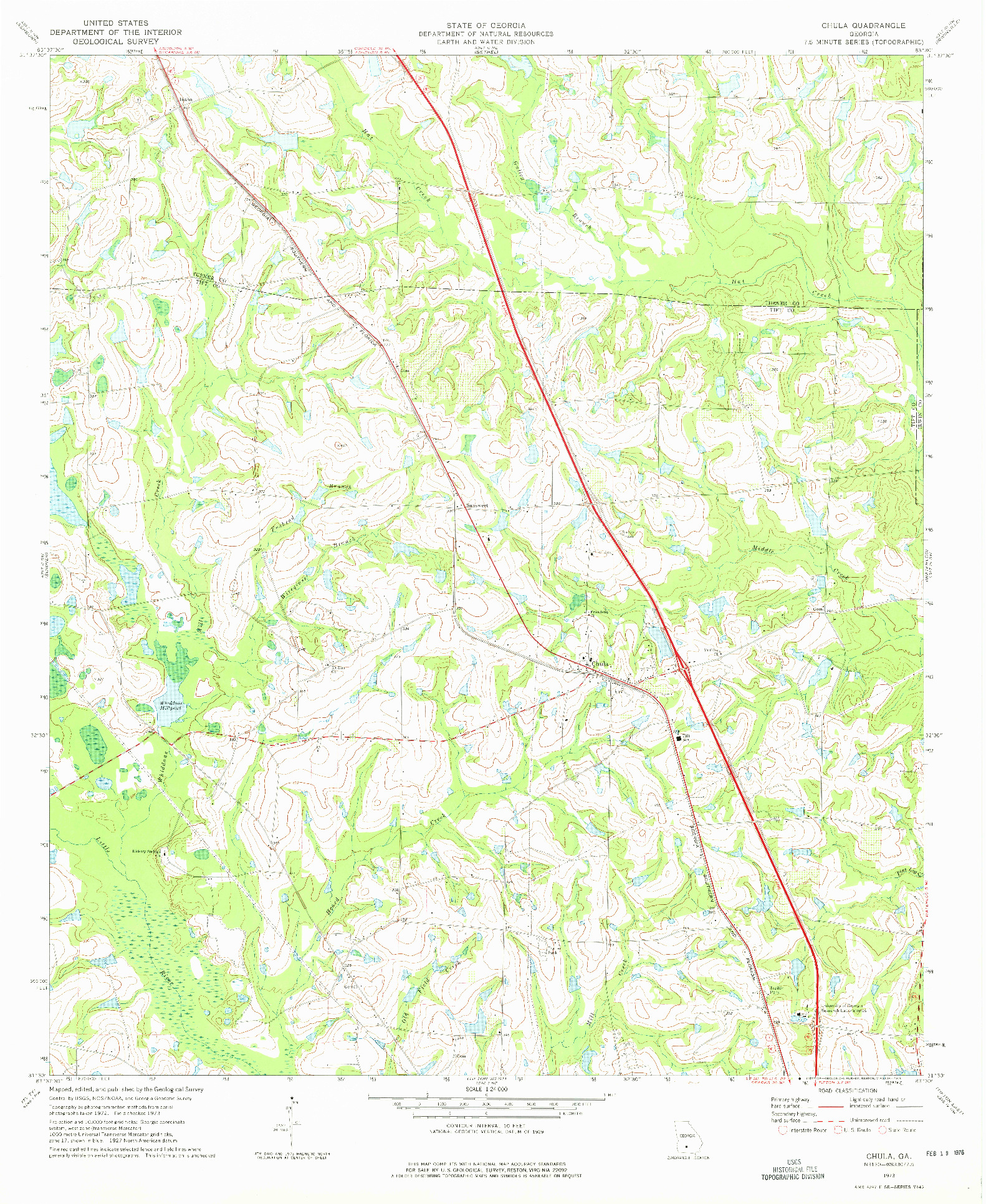 USGS 1:24000-SCALE QUADRANGLE FOR CHULA, GA 1973
