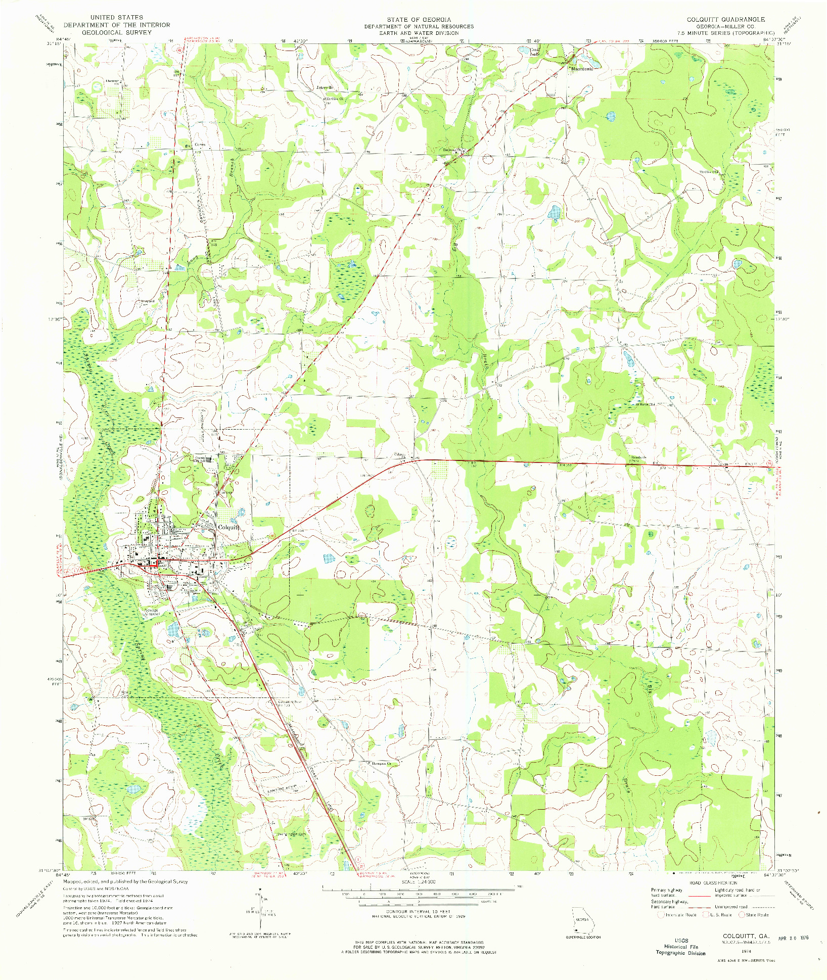 USGS 1:24000-SCALE QUADRANGLE FOR COLQUITT, GA 1974