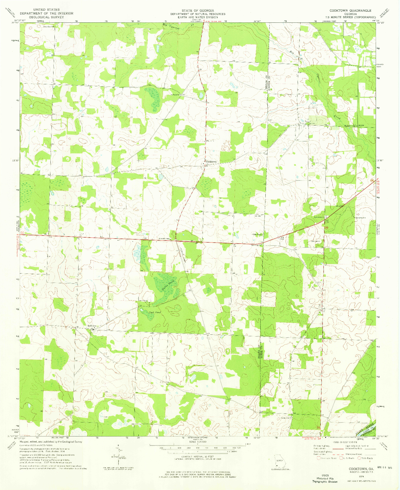 USGS 1:24000-SCALE QUADRANGLE FOR COOKTOWN, GA 1974