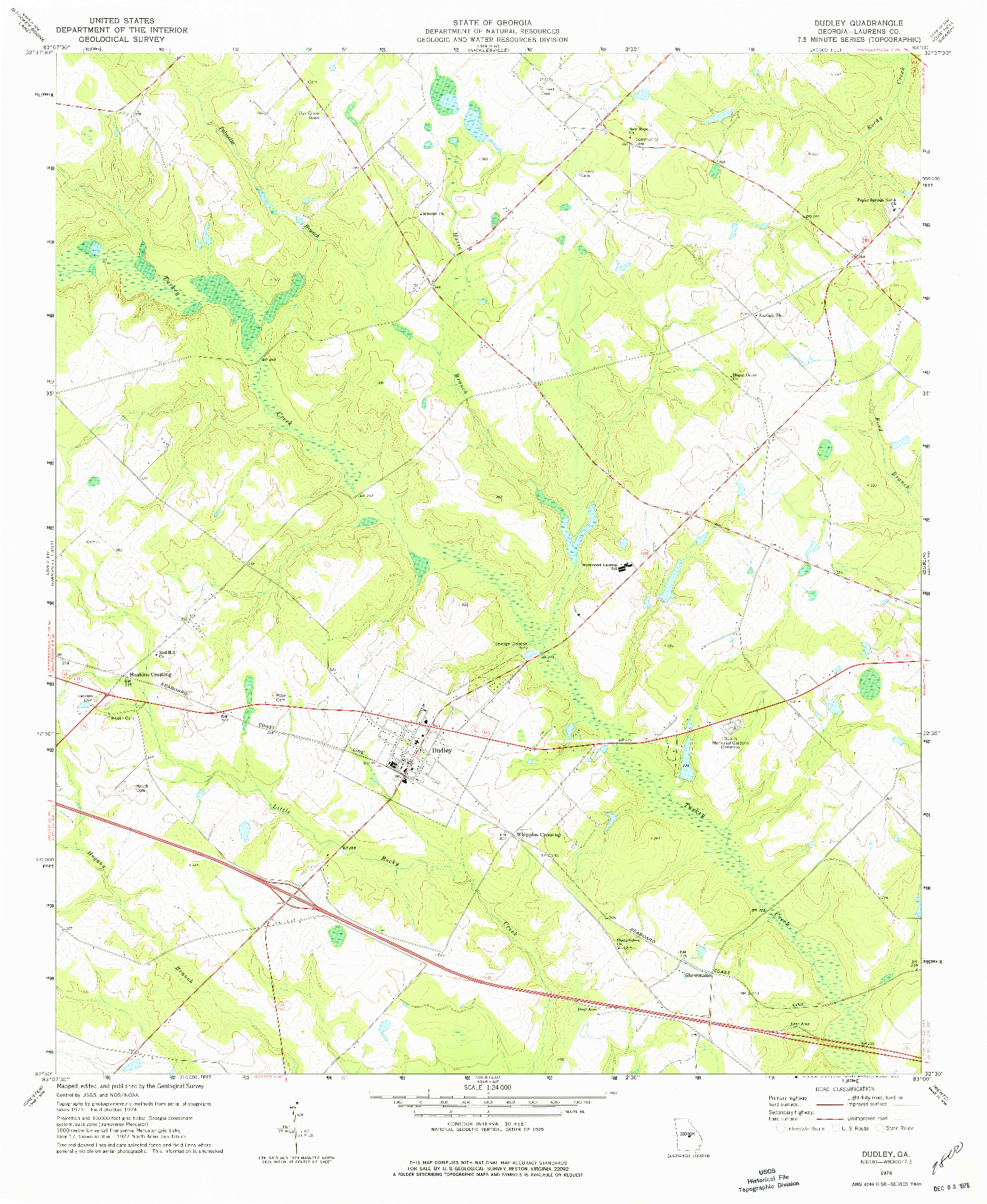 USGS 1:24000-SCALE QUADRANGLE FOR DUDLEY, GA 1974