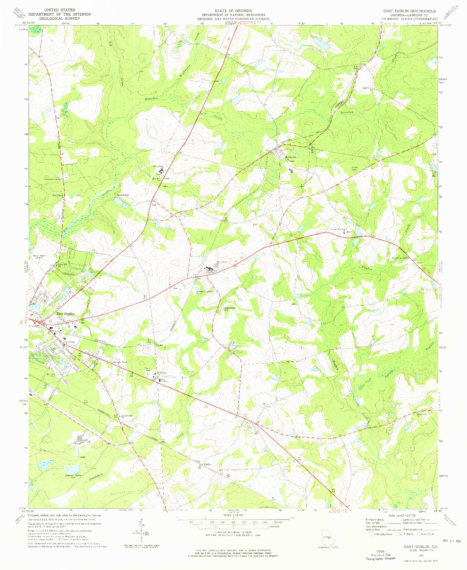 USGS 1:24000-SCALE QUADRANGLE FOR EAST DUBLIN, GA 1974