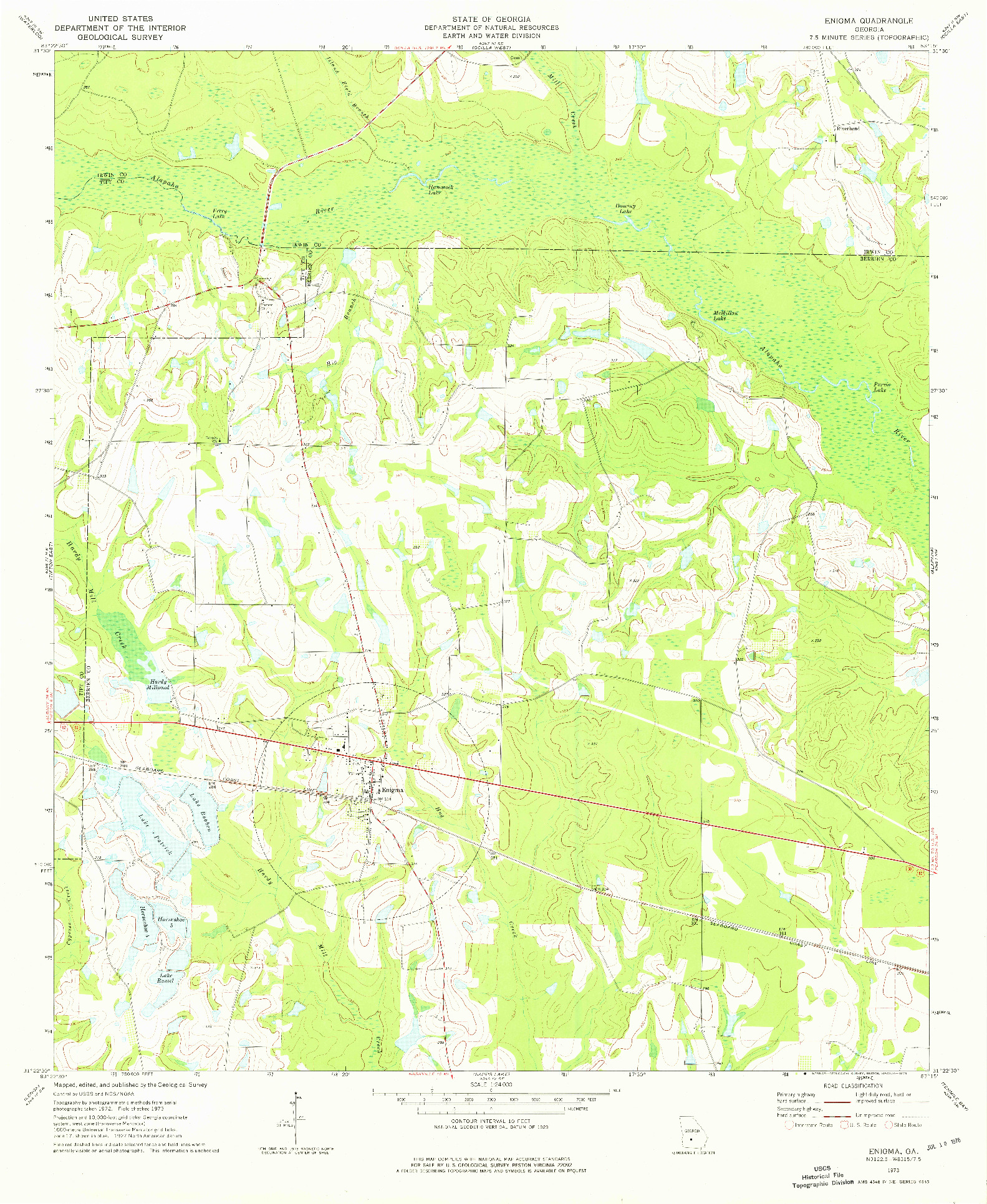 USGS 1:24000-SCALE QUADRANGLE FOR ENIGMA, GA 1973