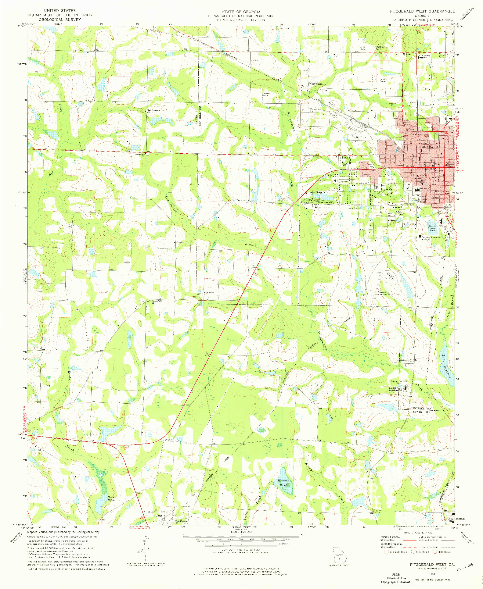 USGS 1:24000-SCALE QUADRANGLE FOR FITZGERALD WEST, GA 1973