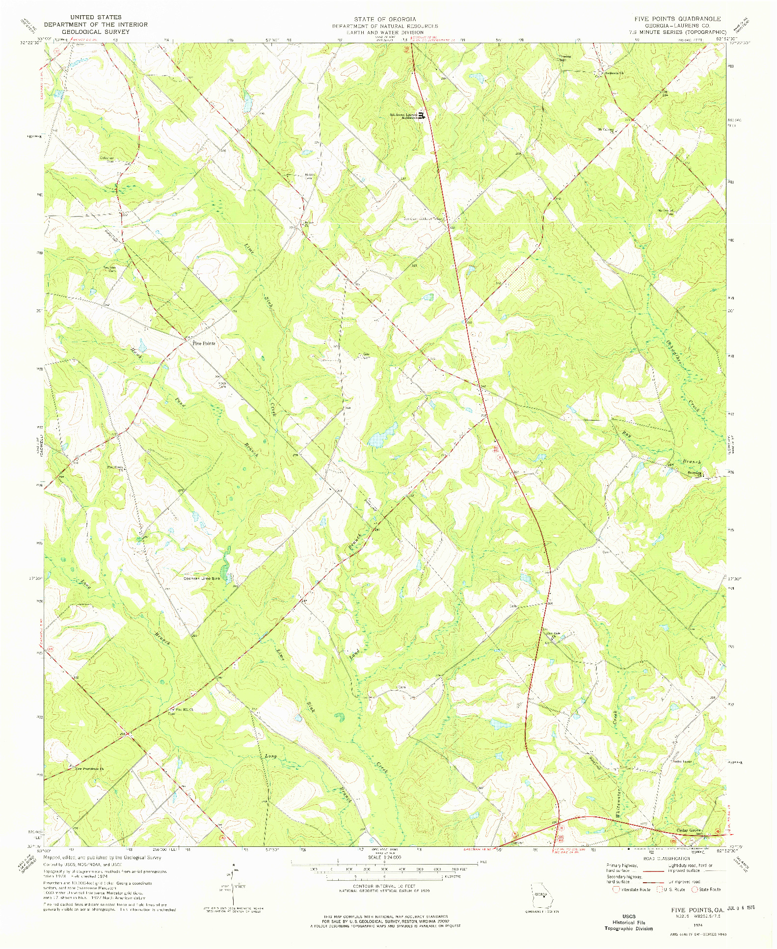 USGS 1:24000-SCALE QUADRANGLE FOR FIVE POINTS, GA 1974