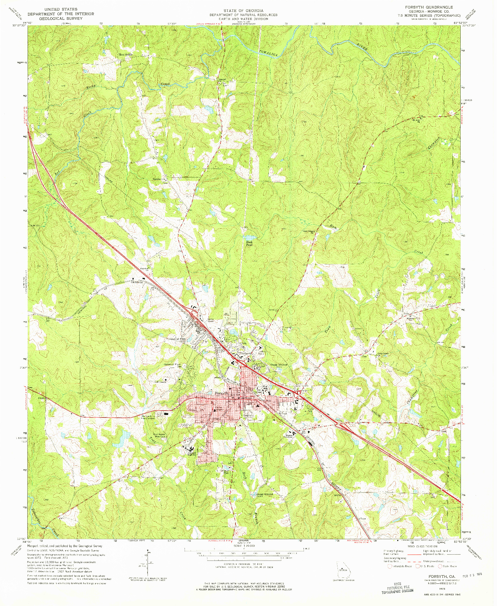 USGS 1:24000-SCALE QUADRANGLE FOR FORSYTH, GA 1973