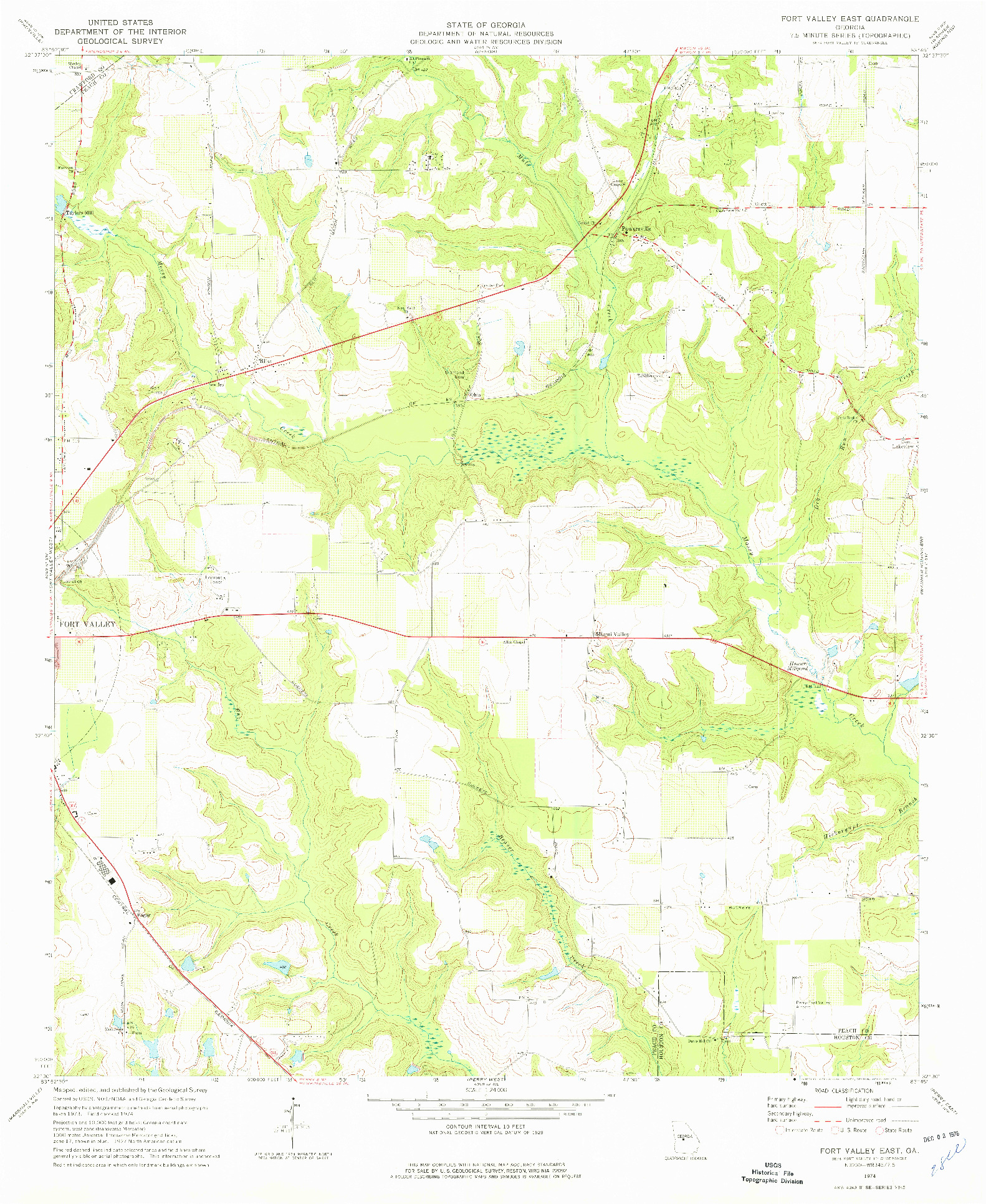 USGS 1:24000-SCALE QUADRANGLE FOR FORT VALLEY EAST, GA 1974