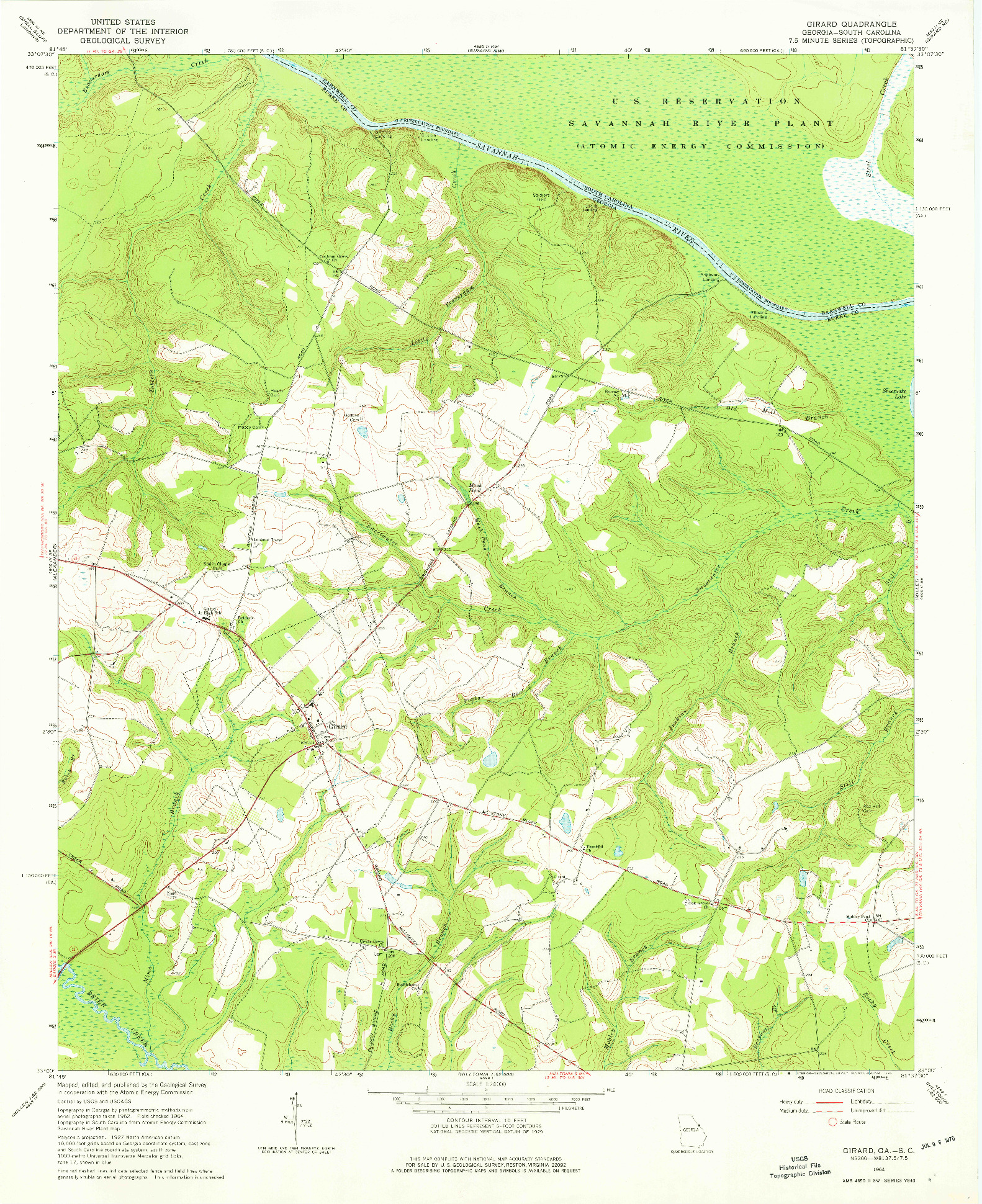 USGS 1:24000-SCALE QUADRANGLE FOR GIRARD, GA 1964