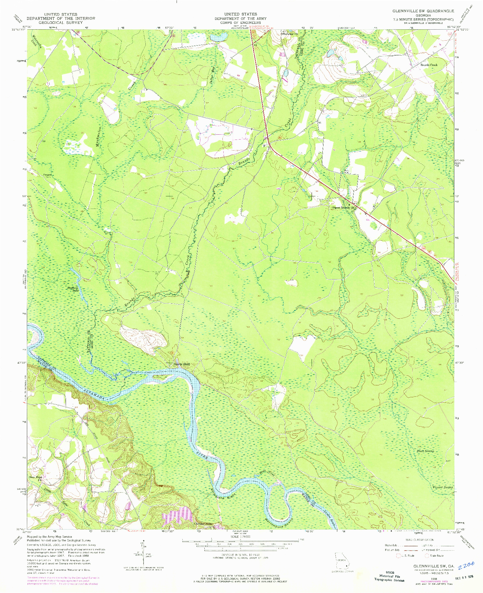 USGS 1:24000-SCALE QUADRANGLE FOR GLENNVILLE SW, GA 1958